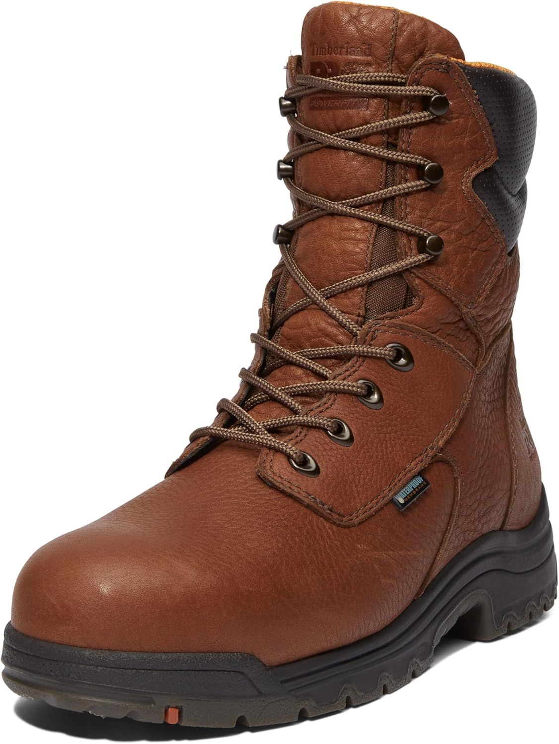 Medium Brown Genuine Leather Waterproof Steel Toe Work Boot