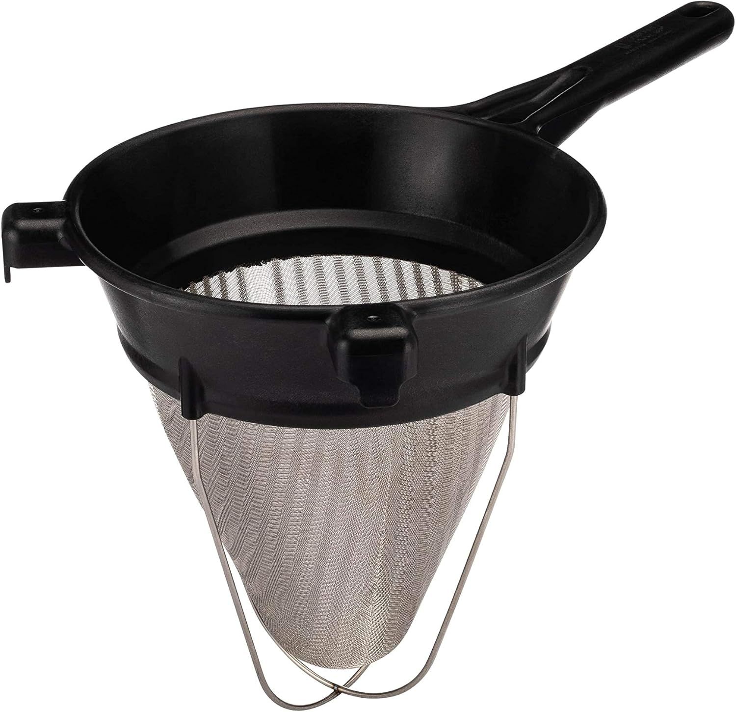 10" Black Composite and Stainless Steel Bouillon Strainer