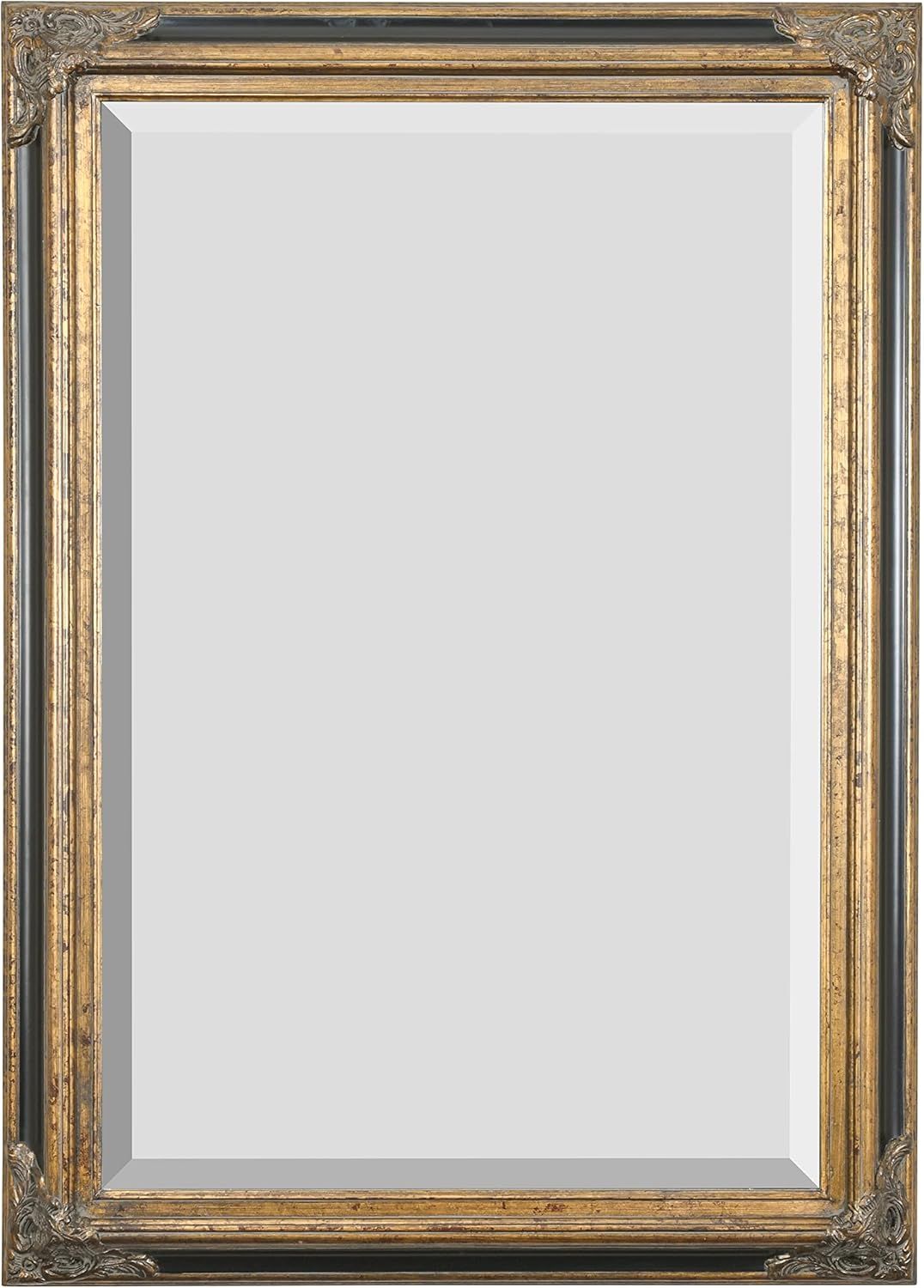 Grand Victorian Antique Gold and Black Full Length Mirror