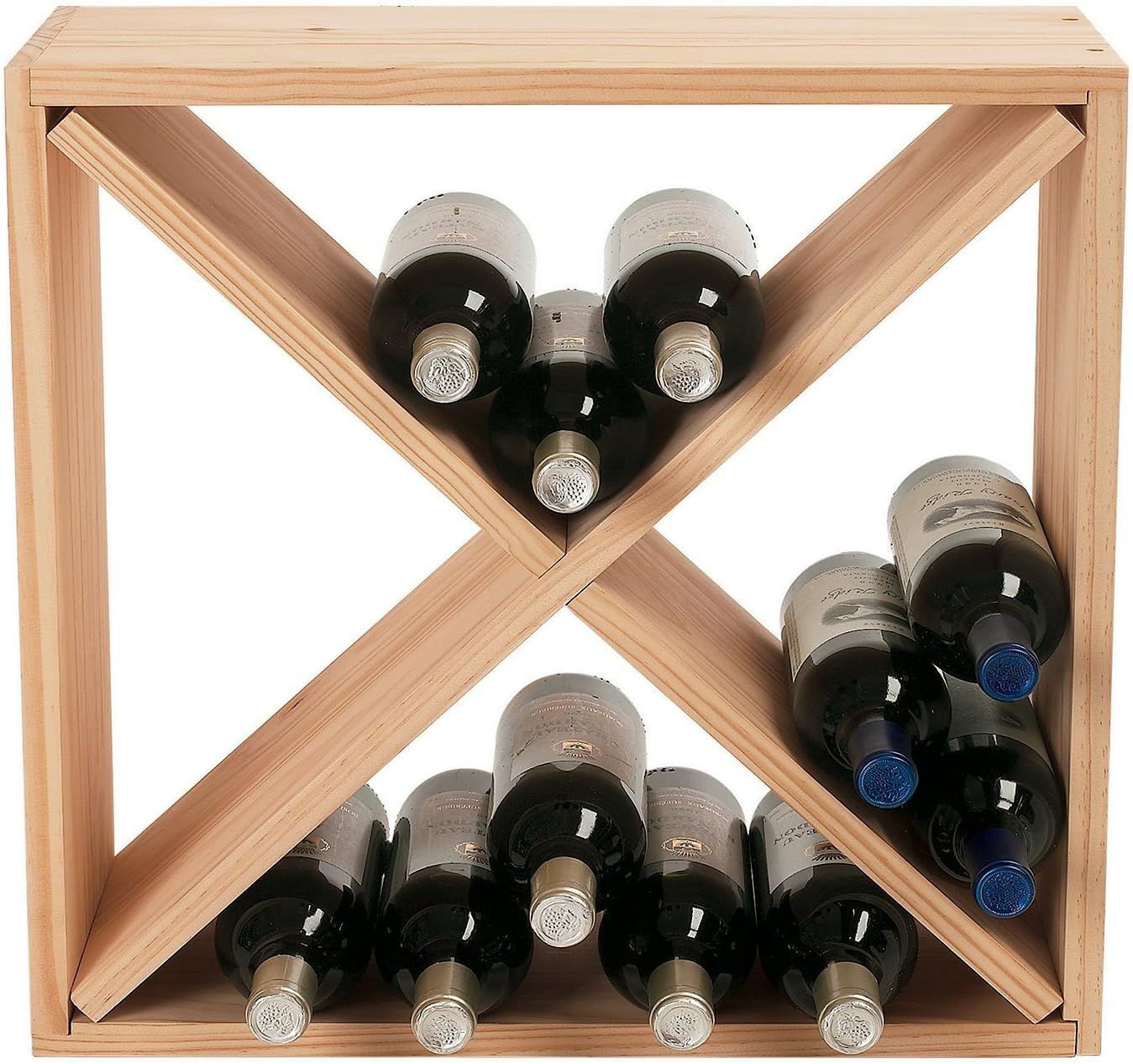 Natural Pine 24-Bottle Compact Wine Rack Cube