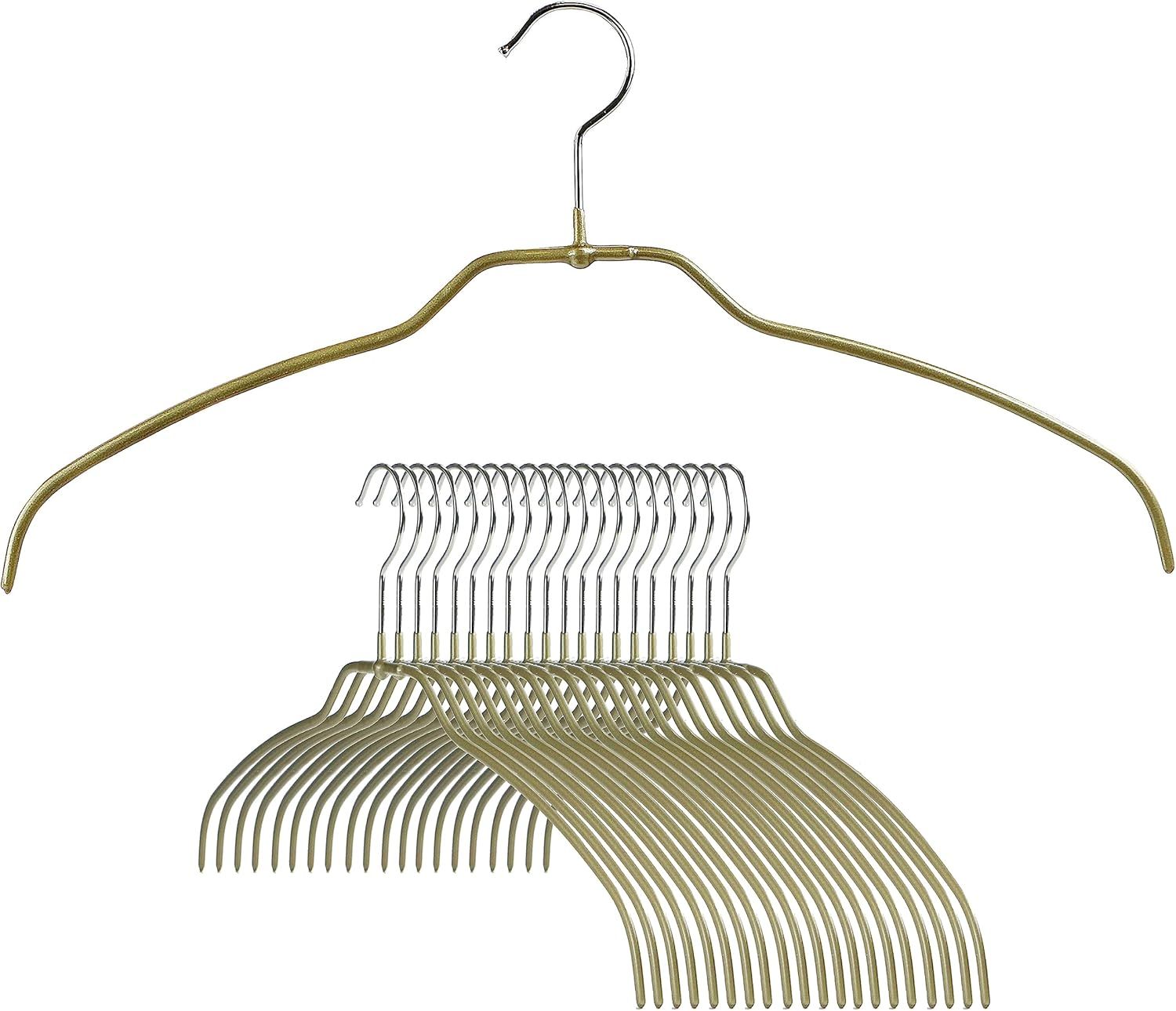 Gold Ultra-Thin Non-Slip Steel Shirt Hangers, Set of 20