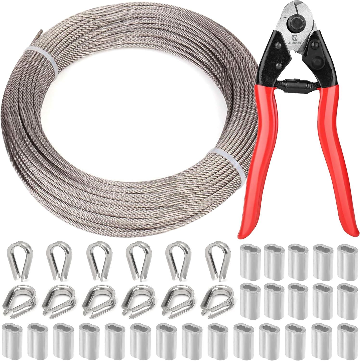 100FT Polished Stainless Steel Cable Kit with Cutter