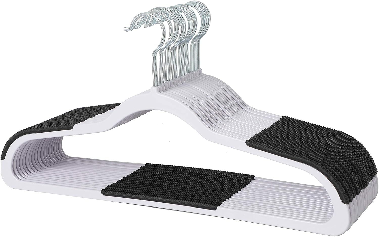 Heavy Duty White Plastic Hangers with Non-Slip Pads, 50 Pack