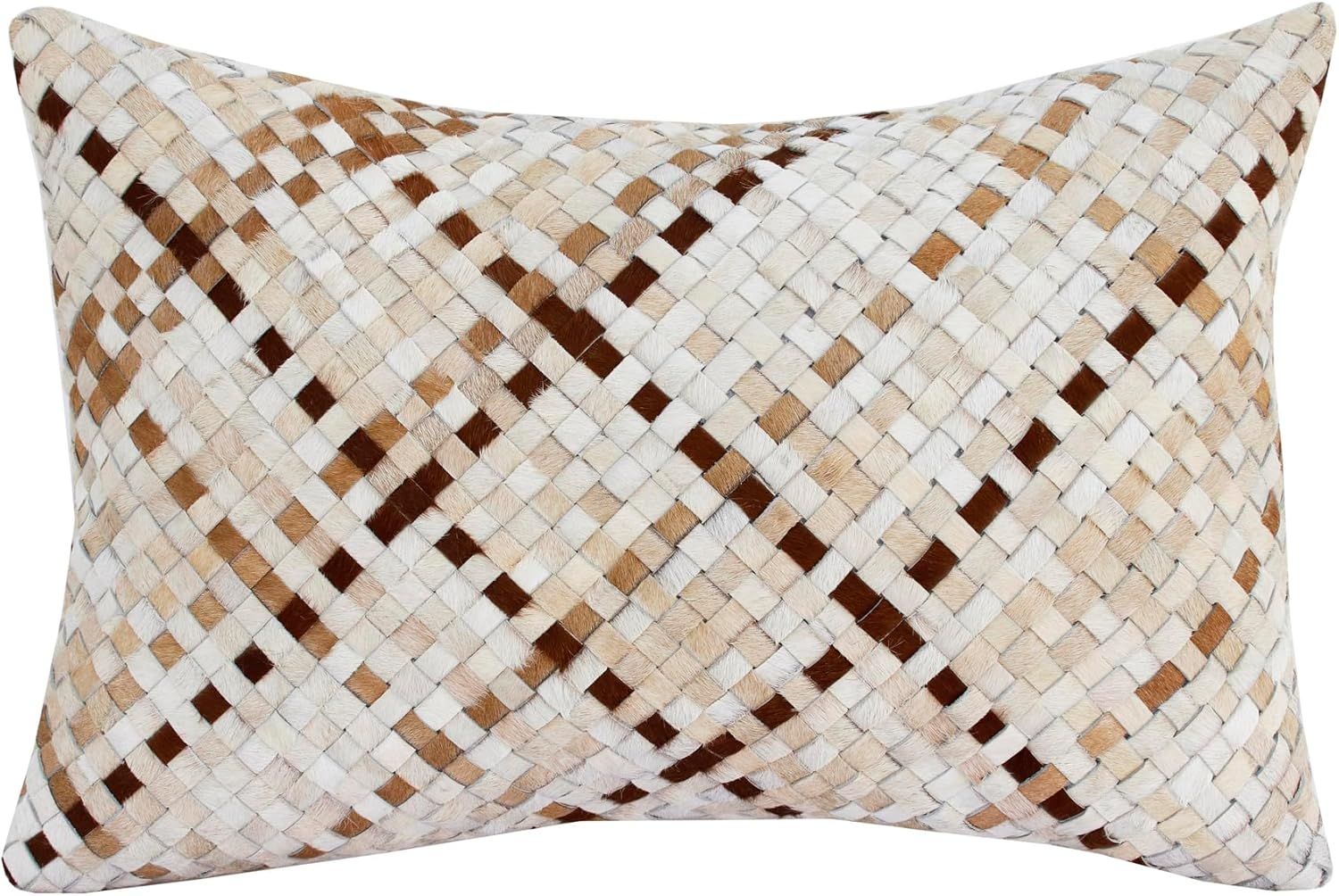 Ivory and Brown Textured Fur Throw Pillow