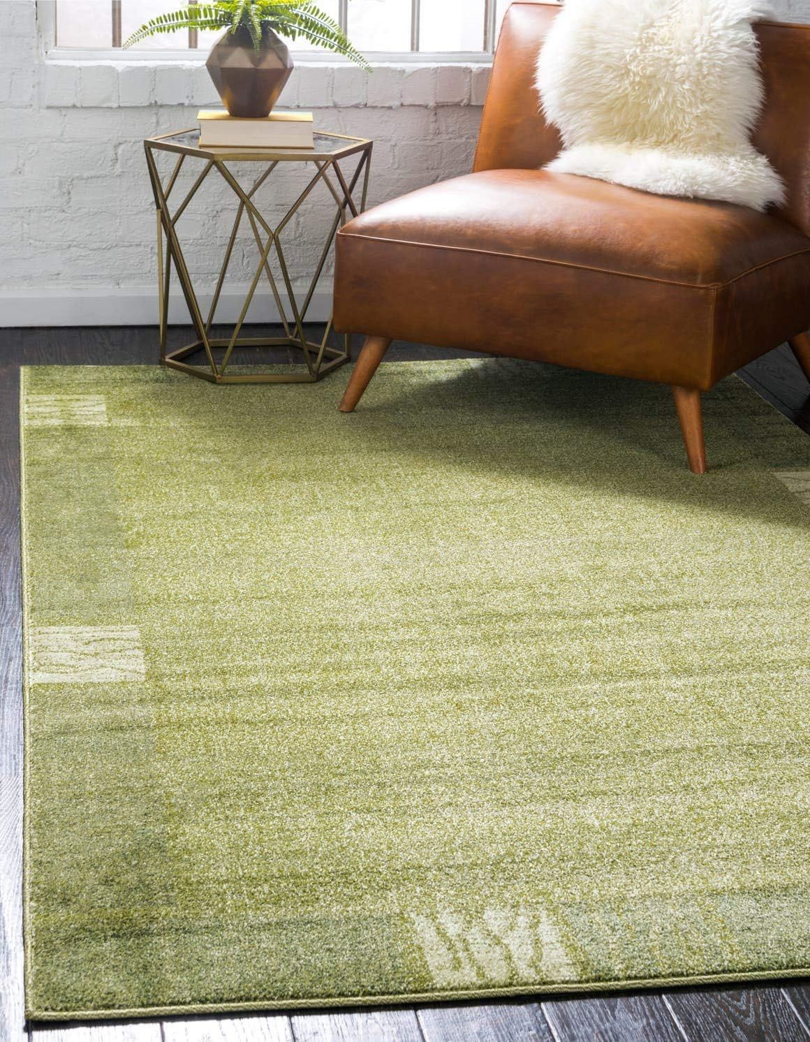 Green Geometric Tufted Washable 6' x 9' Area Rug