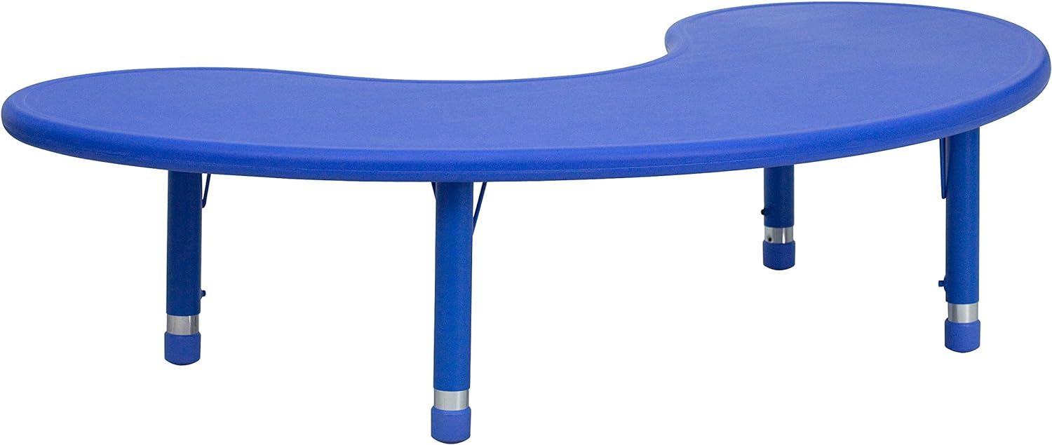 Blue Plastic Adjustable Height Half-Moon Activity Table