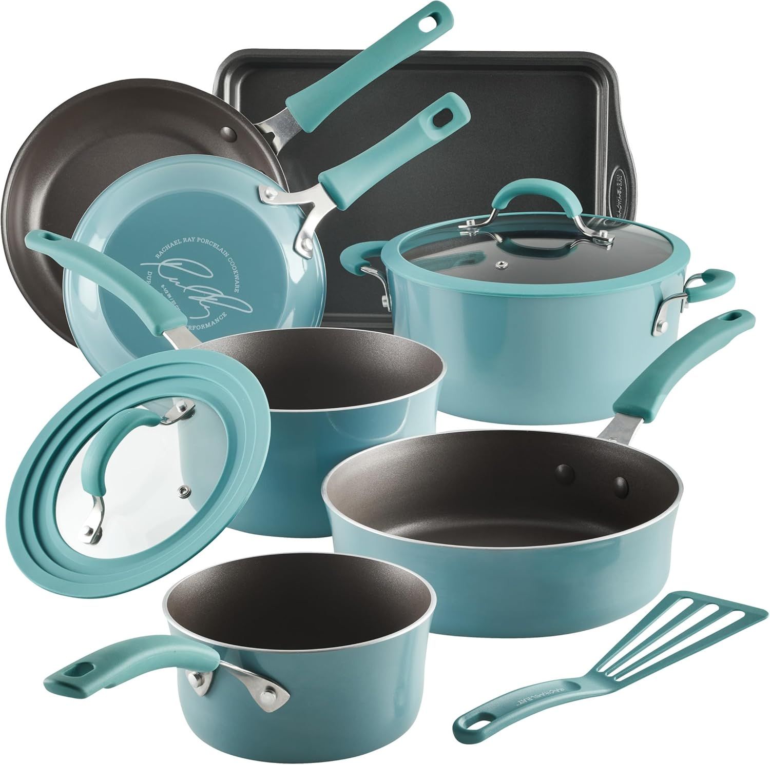 Agave Blue Nonstick Aluminum 10-Piece Cookware Set