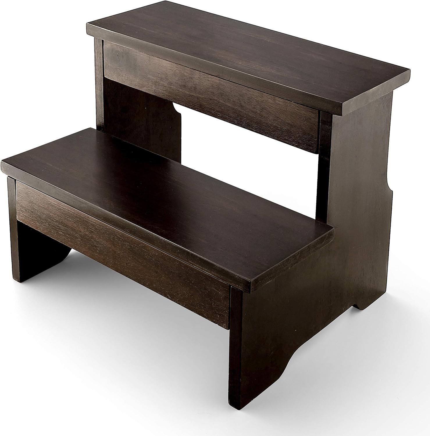 Walnut Wooden 2-Step Stool for Adults and Kids