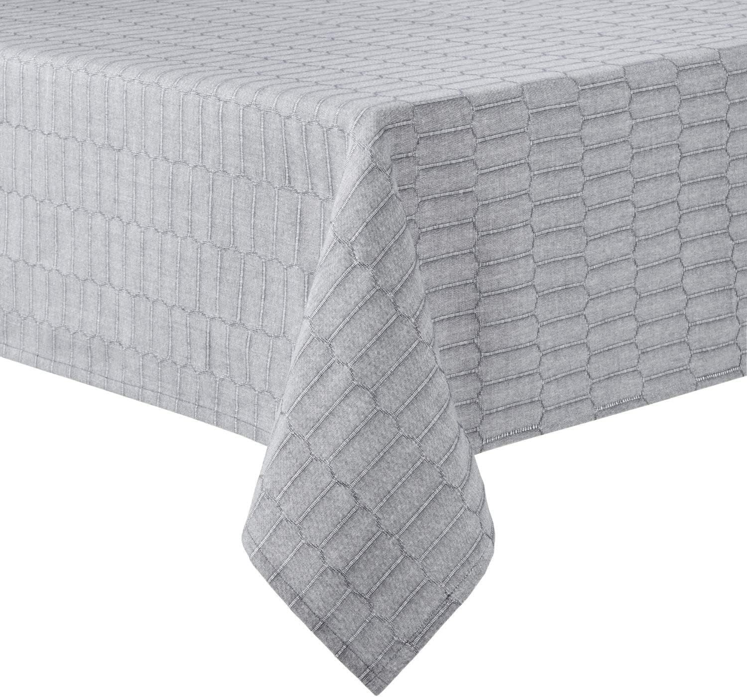 Charcoal Gray Honeycomb Pattern Rectangular Fabric Tablecloth