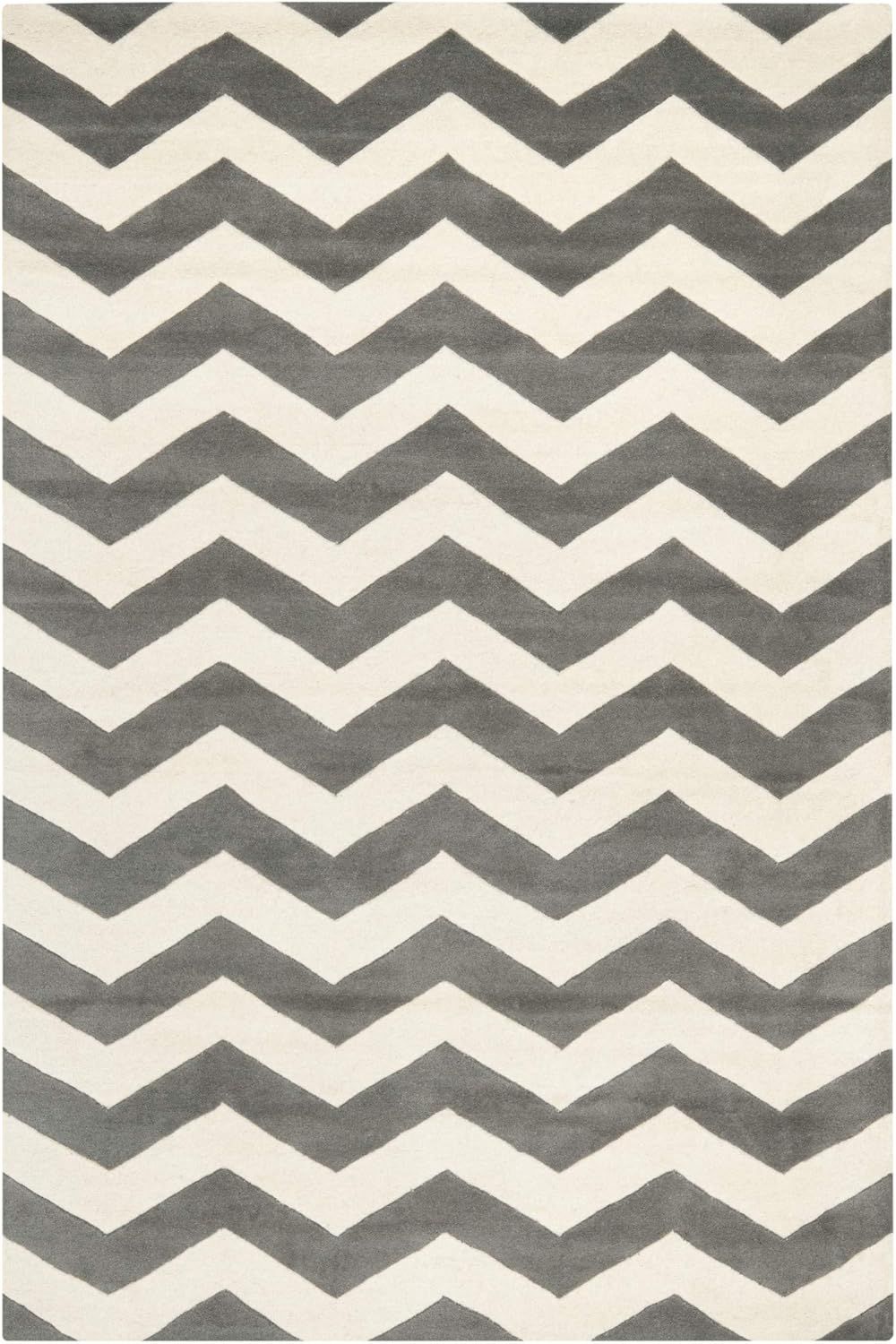 Handmade Gray Chevron Wool 6' x 9' Area Rug