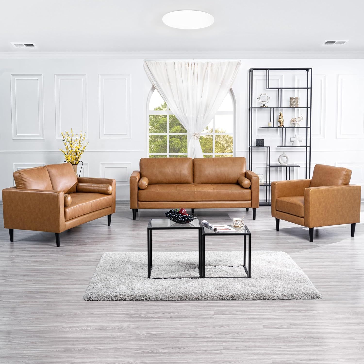 Marisa Tan Leather Loveseat and Armchair Set