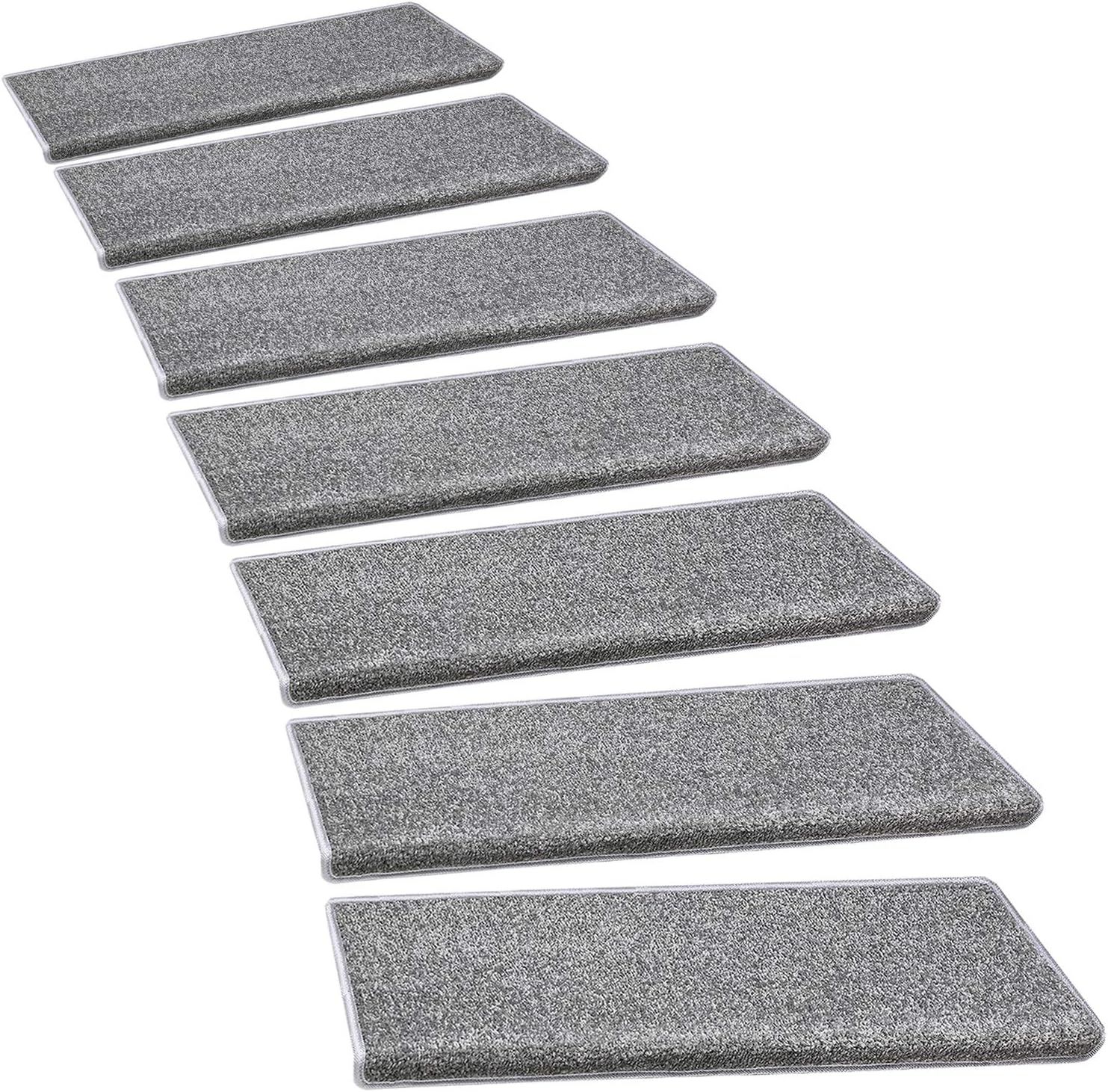 Light Gray Bullnose Carpet Stair Treads Set of 14