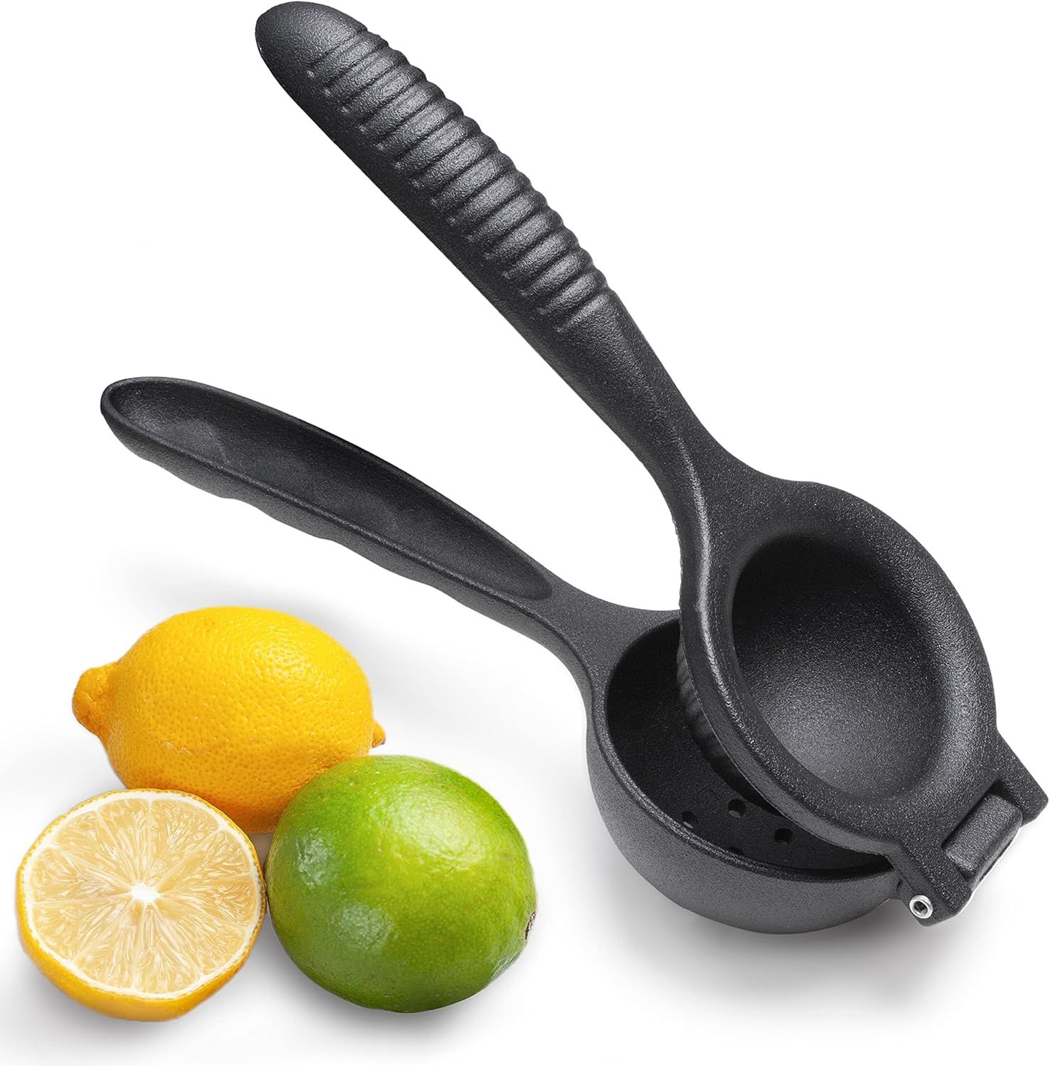 Black Aluminum Manual Citrus Juicer with Ergonomic Handle