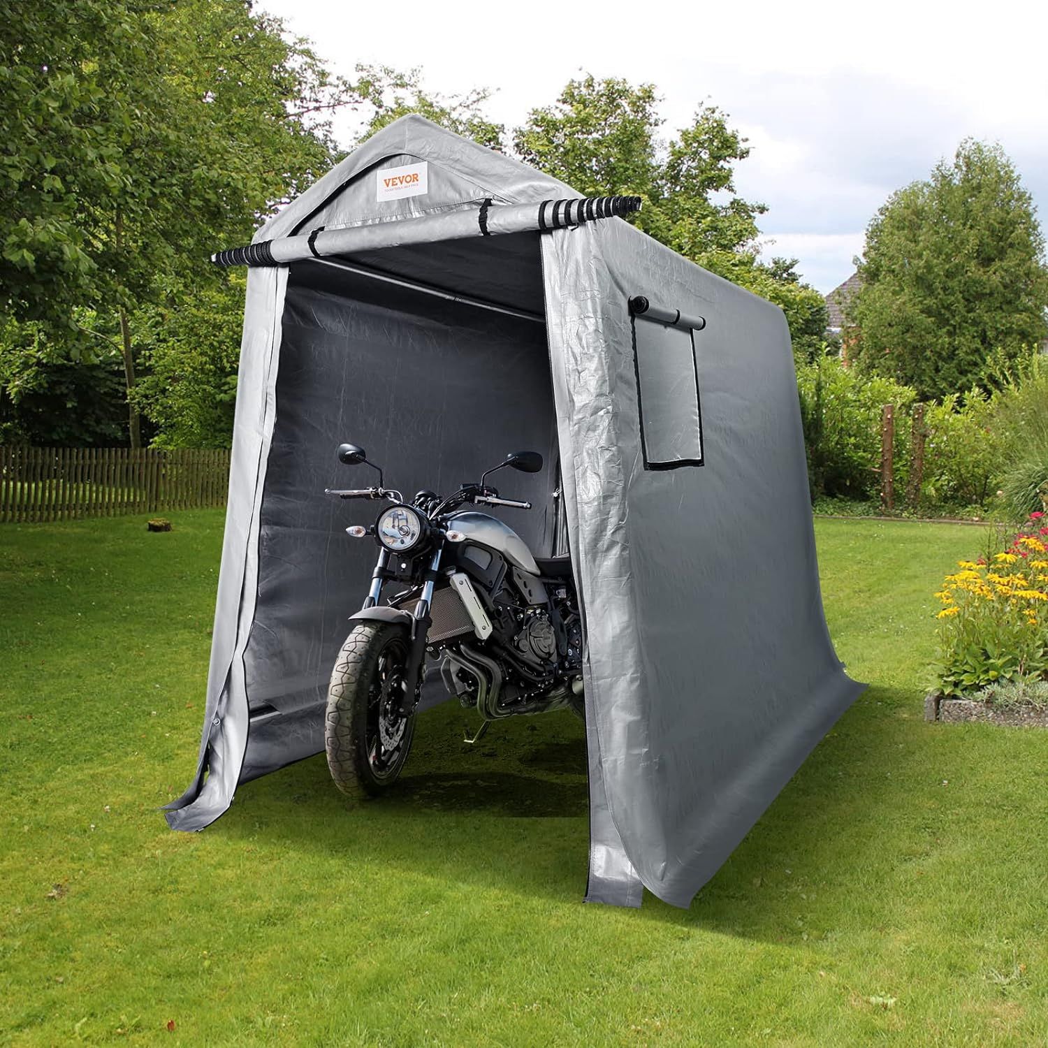 Gray 6' x 8' Portable Storage Shed with Windows