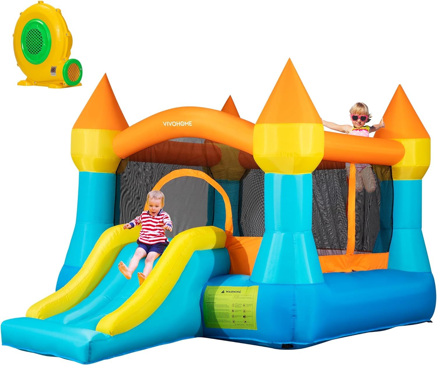 Vibrant Inflatable Bounce House with Slide and Blower