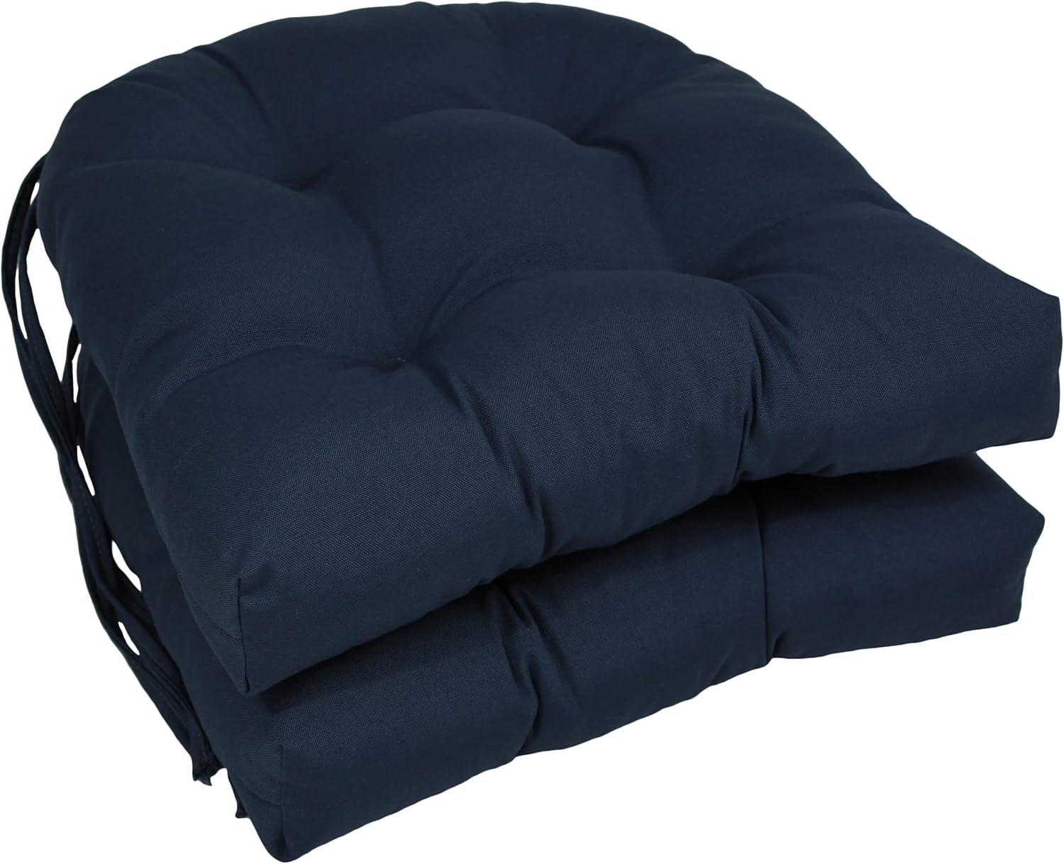 Navy Twill Rounded Back Chair Cushions, Set of 2
