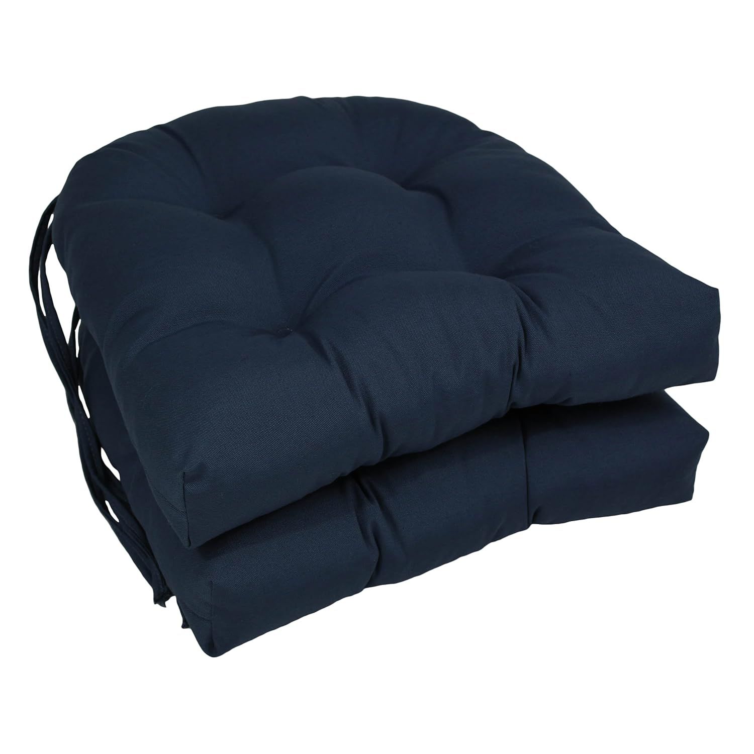 Navy Twill Rounded Back Chair Cushions, Set of 2