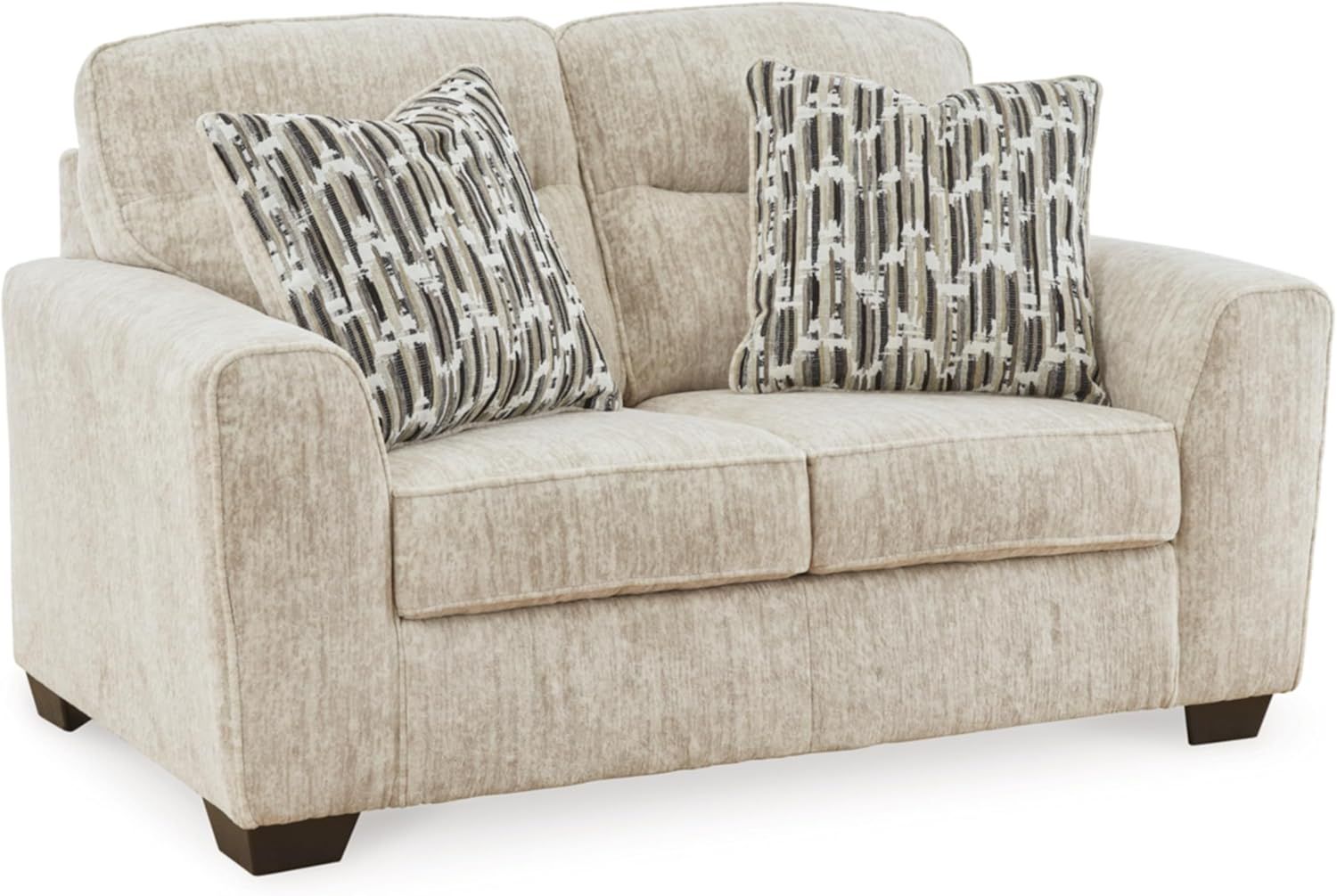 Beige Fabric Loveseat with Track Arms and Removable Cushions