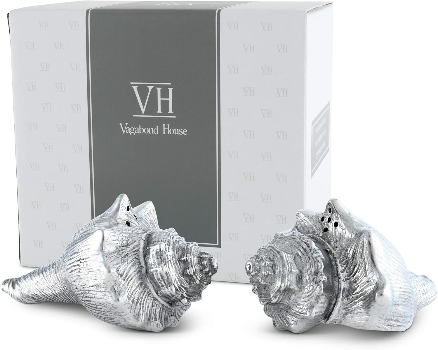 Pewter Conch Shell Salt and Pepper Shaker Set