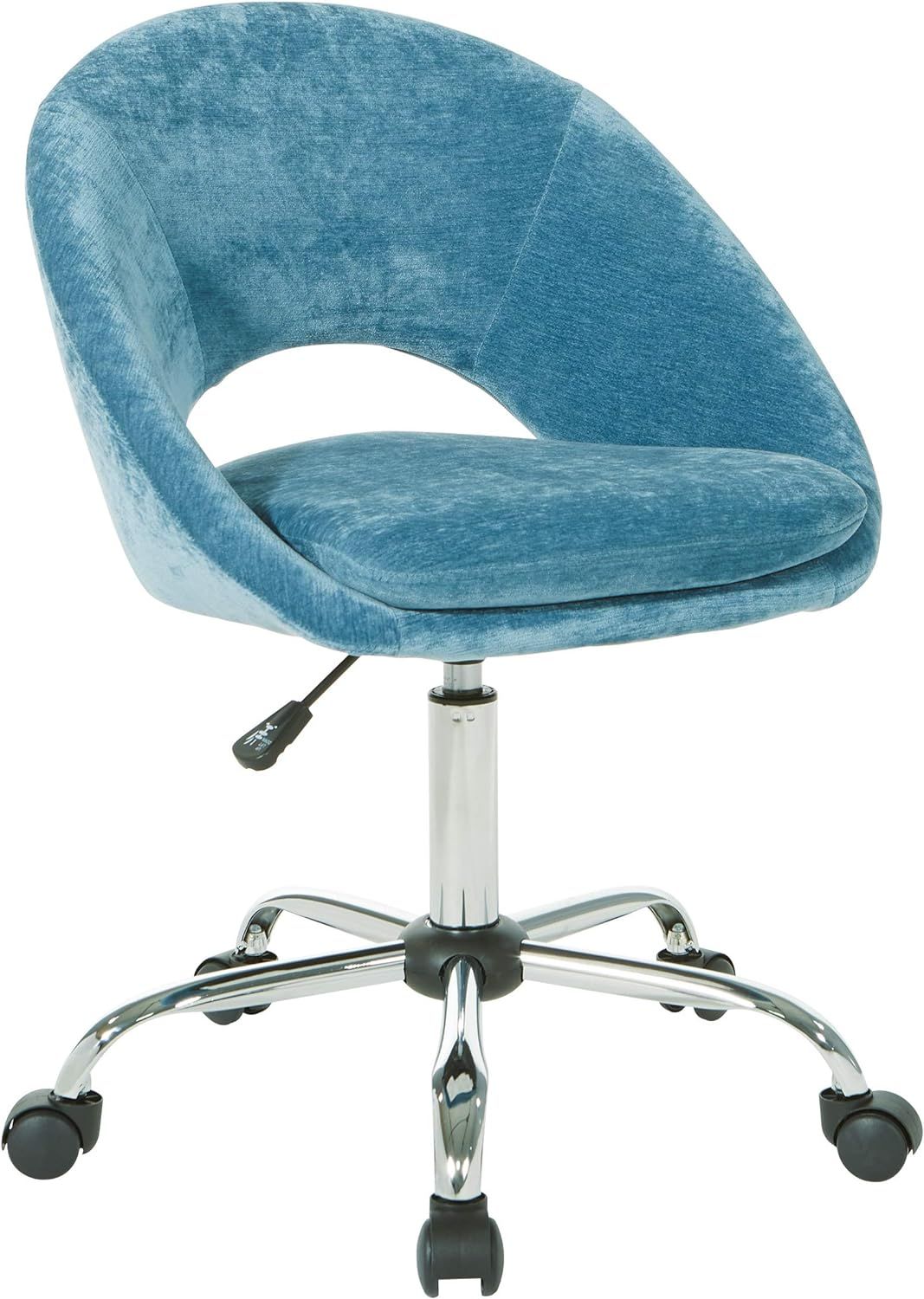 Royal Blue Chrome Swivel Office Chair with Padded Scoop Seat