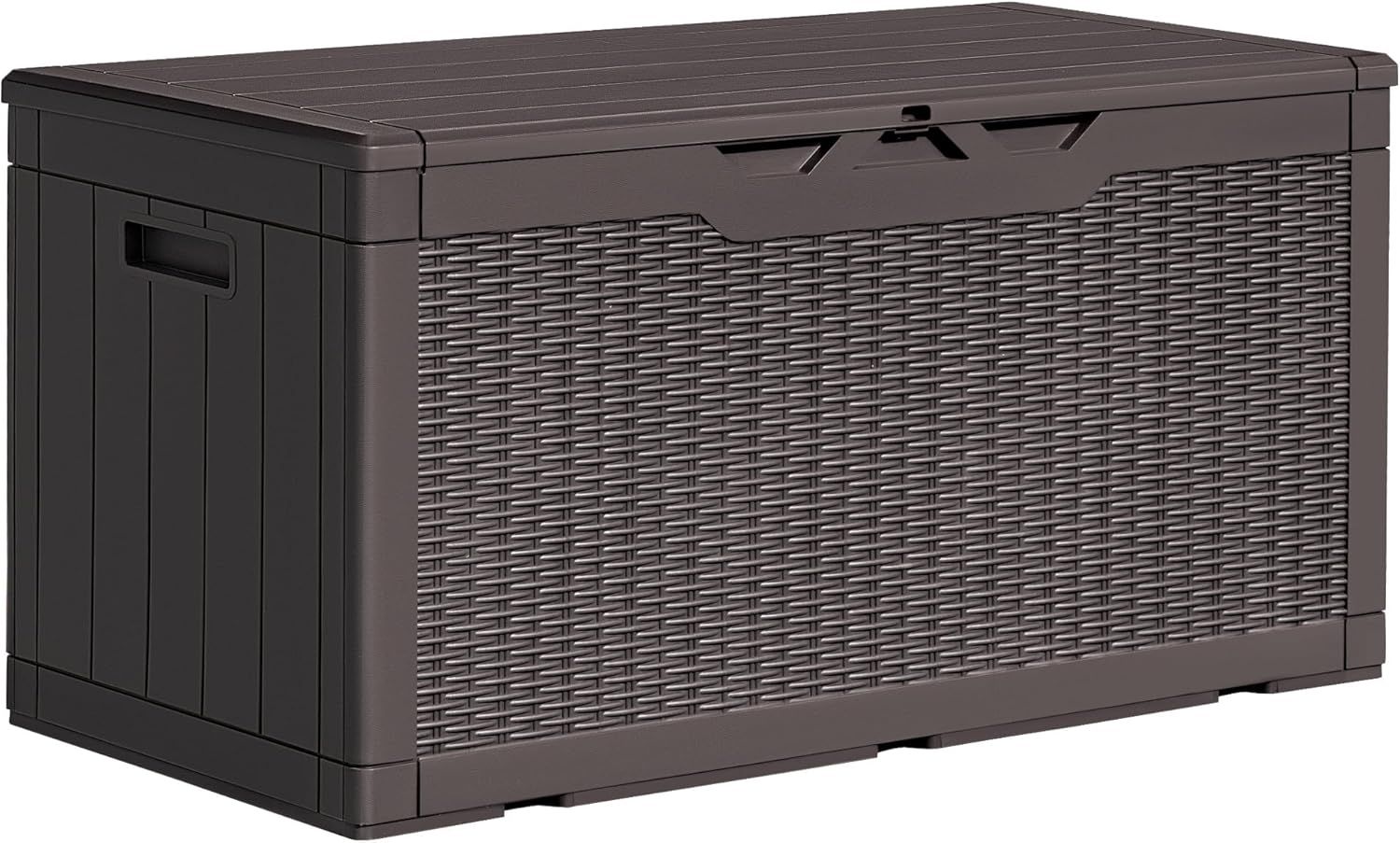 Dark Brown Lockable Resin Wicker Deck Box