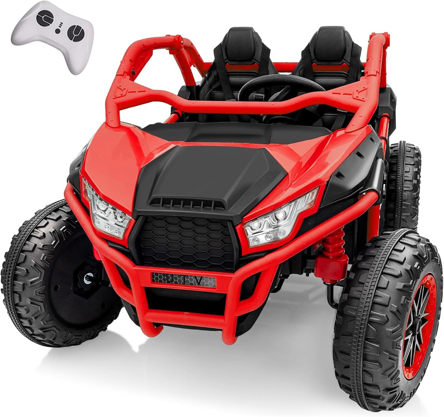 24V Red Two-Seater Off-Road Kids Ride-On Car with Remote