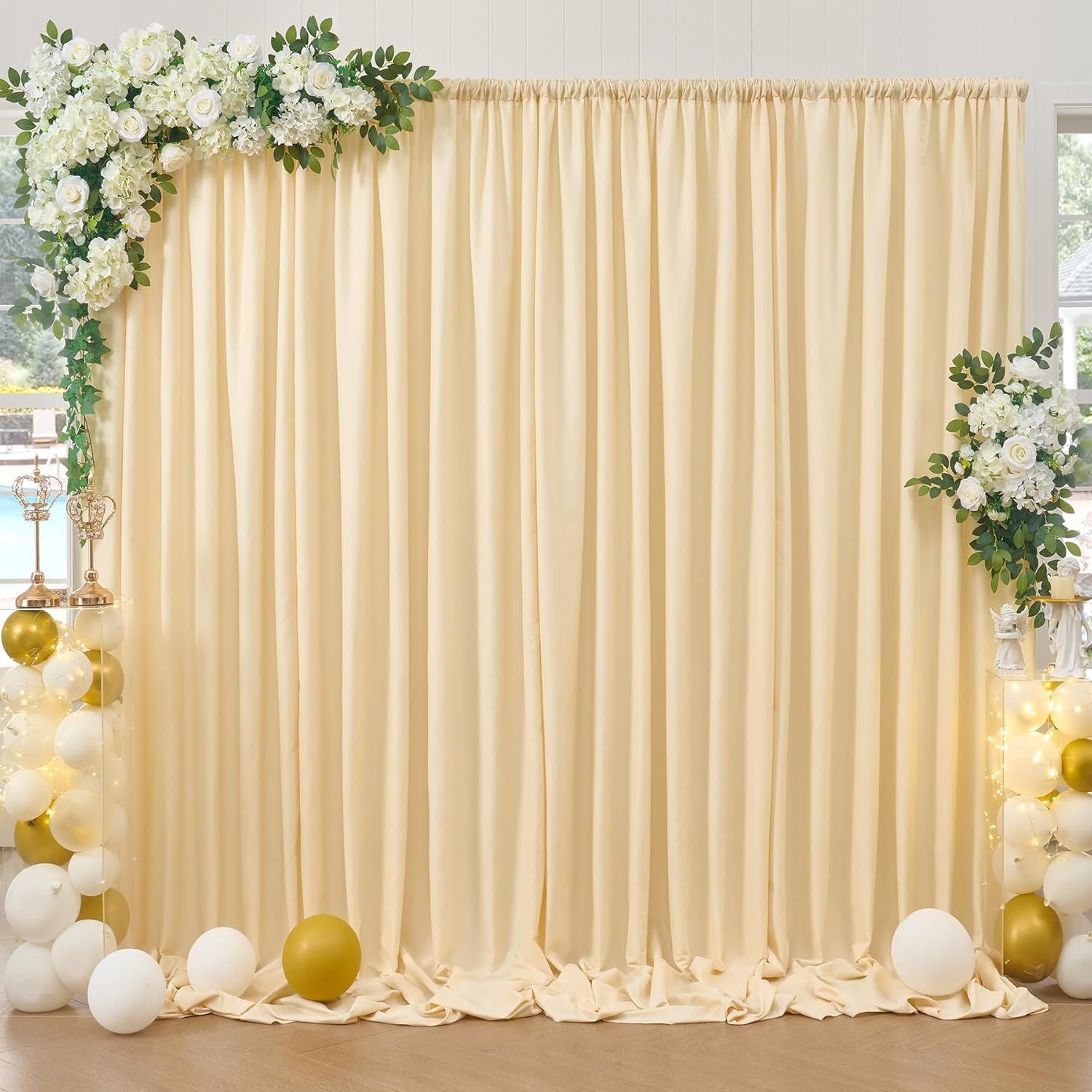 10ft x 10ft Champagne Polyester Backdrop Curtains for Events