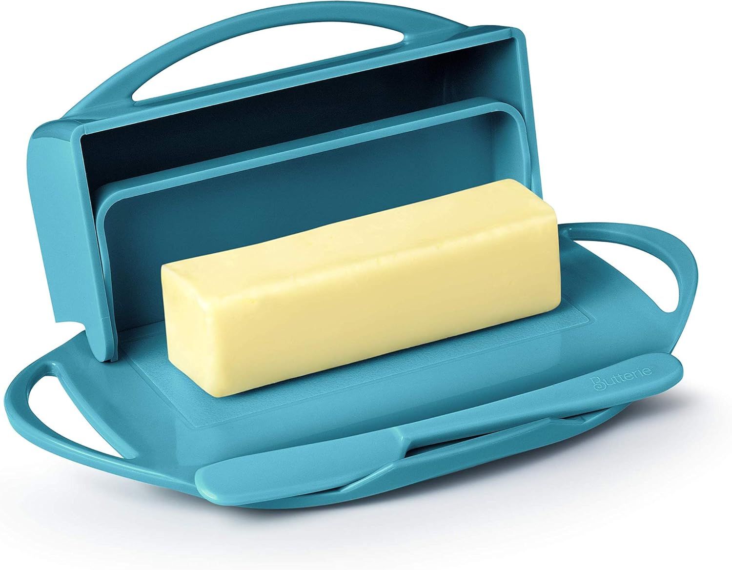 Butterie Flip-Top Butter Dish with Matching Spreader (Aqua)