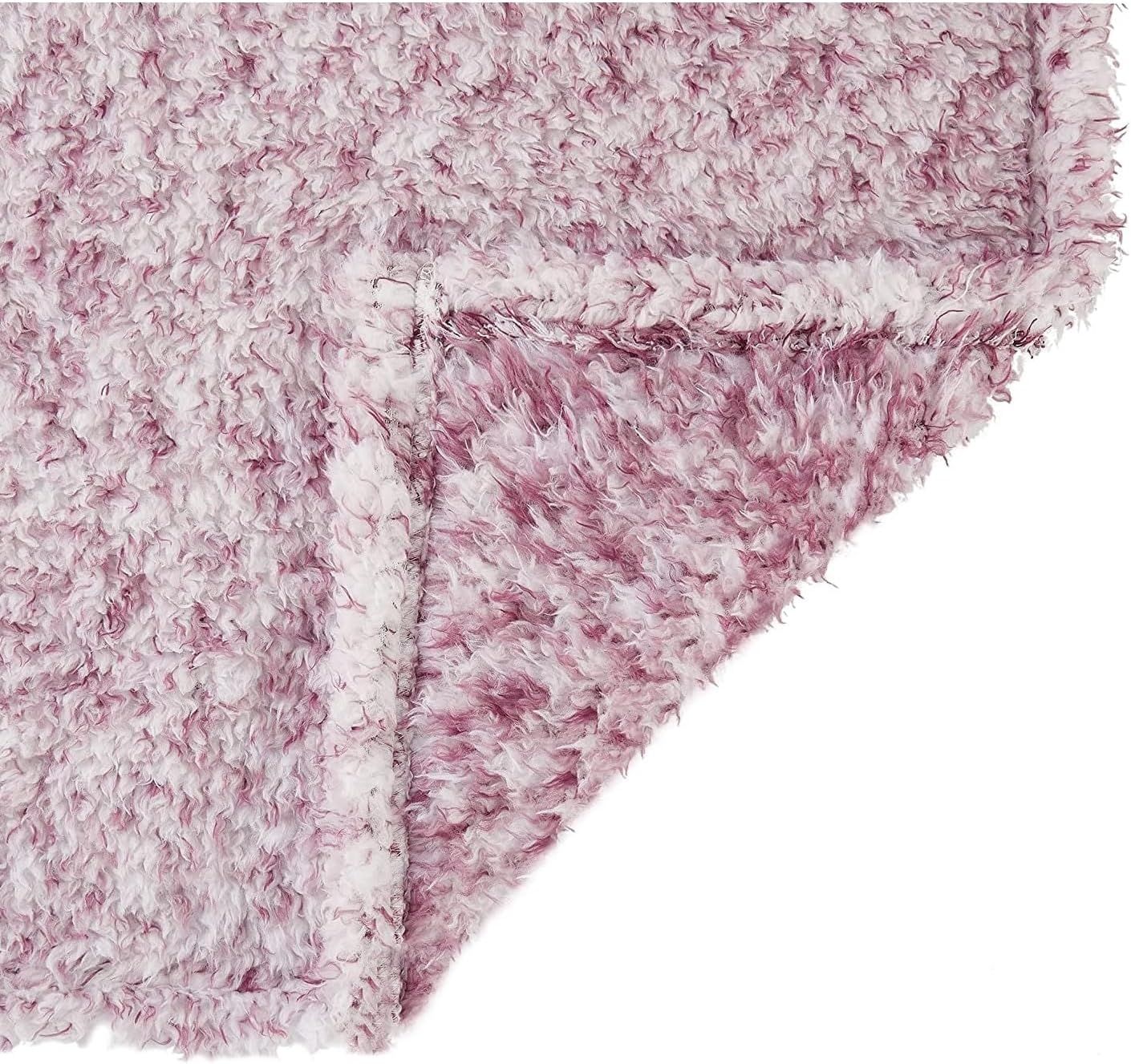 Velvety Soft Plum and Pink Sherpa Throw Blanket 50x60 Inches