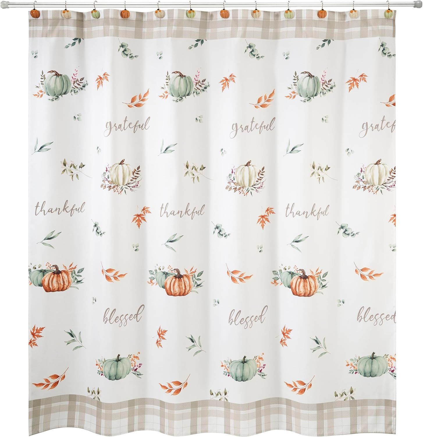 Grateful Patch Fall-Inspired Fabric Shower Curtain, 72 x 72 Inches