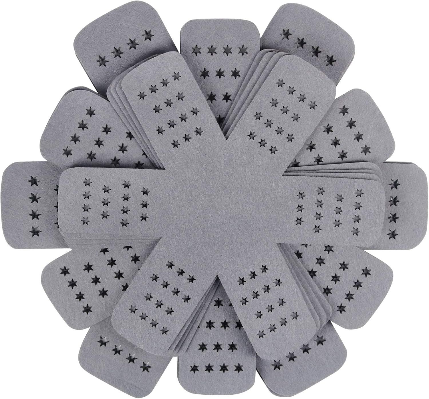 Gray Star-Shaped Polyester Felt Pan Protectors, Set of 12