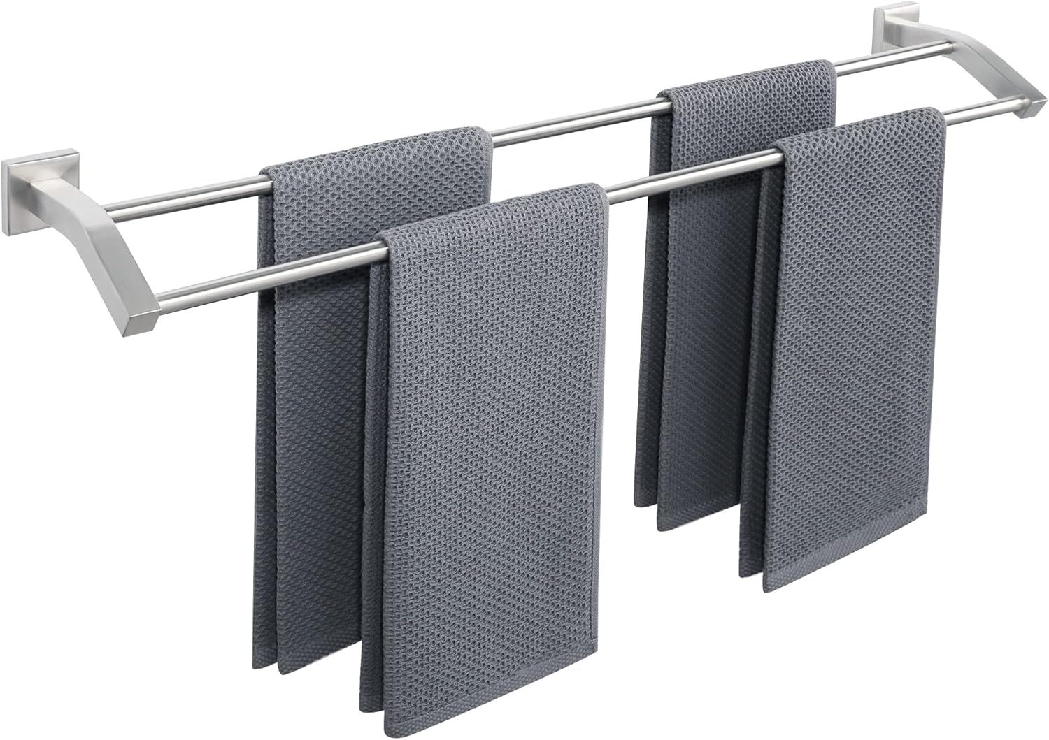 Brushed Nickel 33-Inch Double Wall Mounted Towel Rack