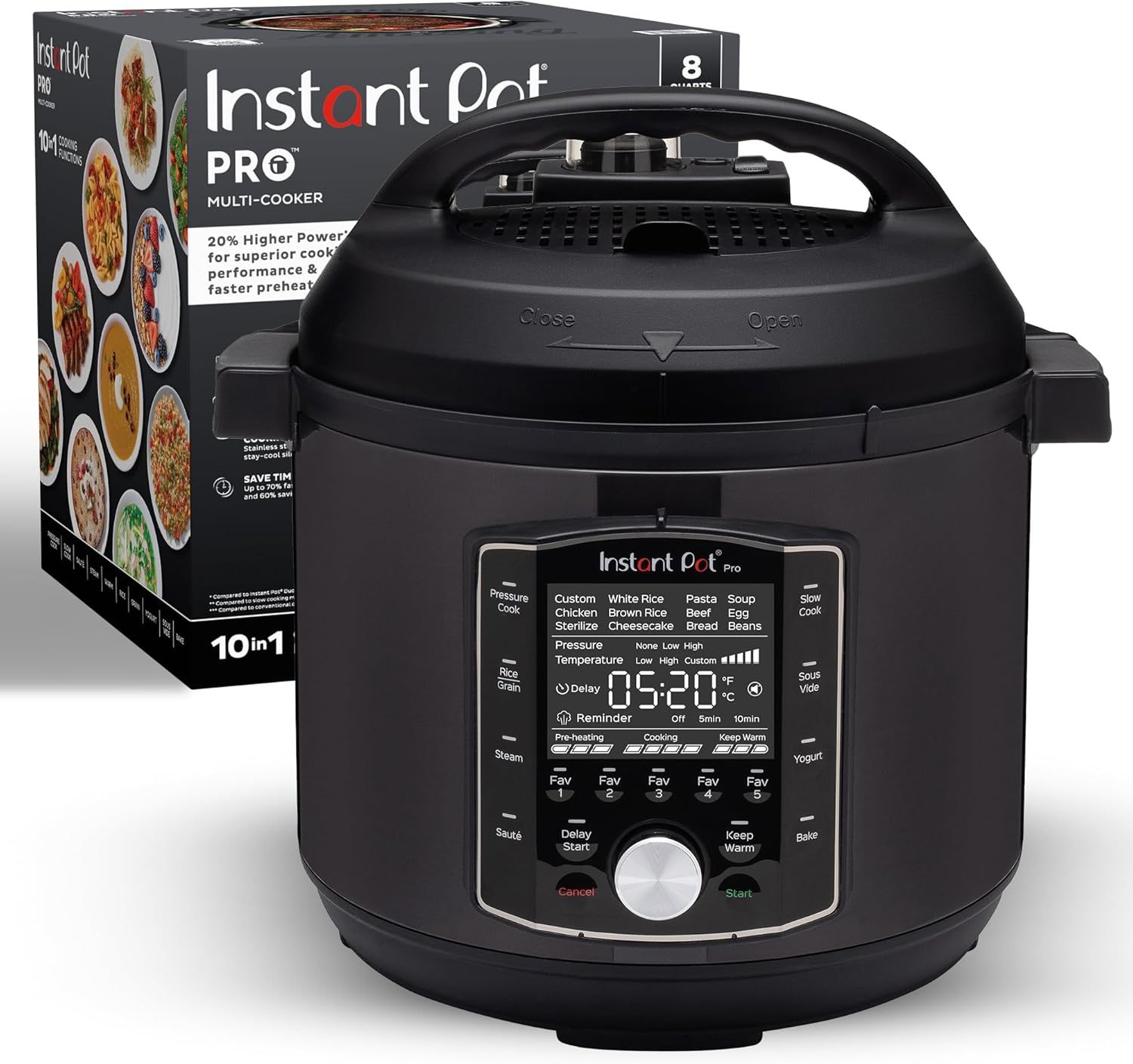 Black 8-Quart Electric Multi-Cooker with LCD Display