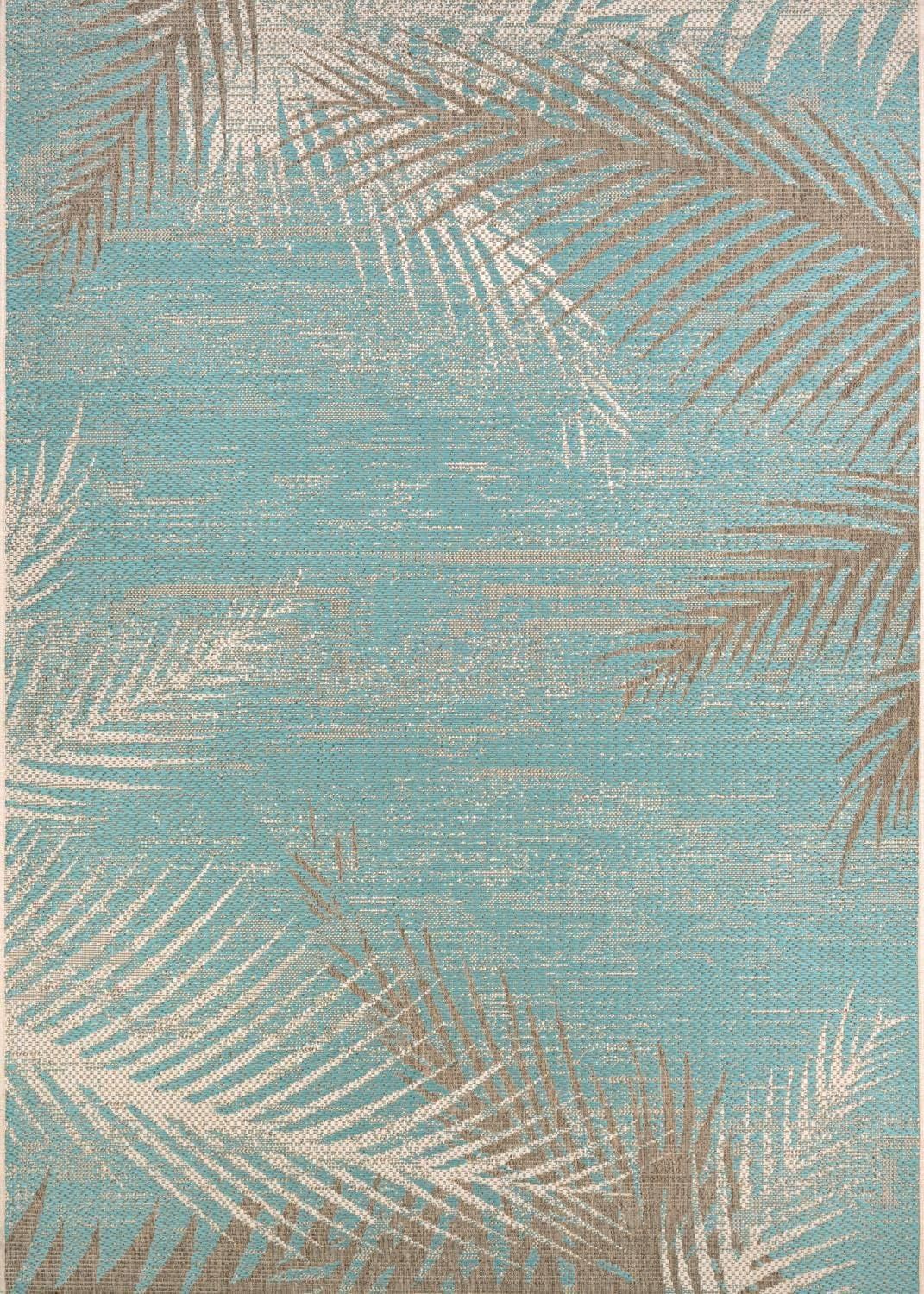 Monaco Aqua Geometric Flat Woven Area Rug