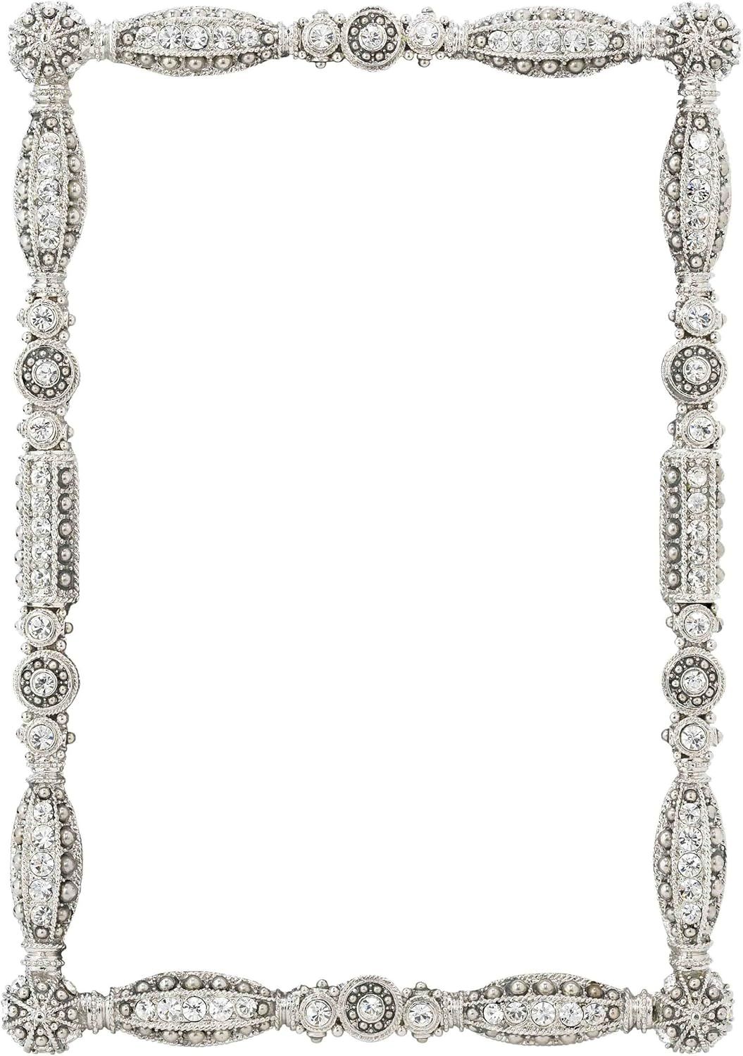 Silver Crystal Embellished 4" x 6" Tabletop Picture Frame