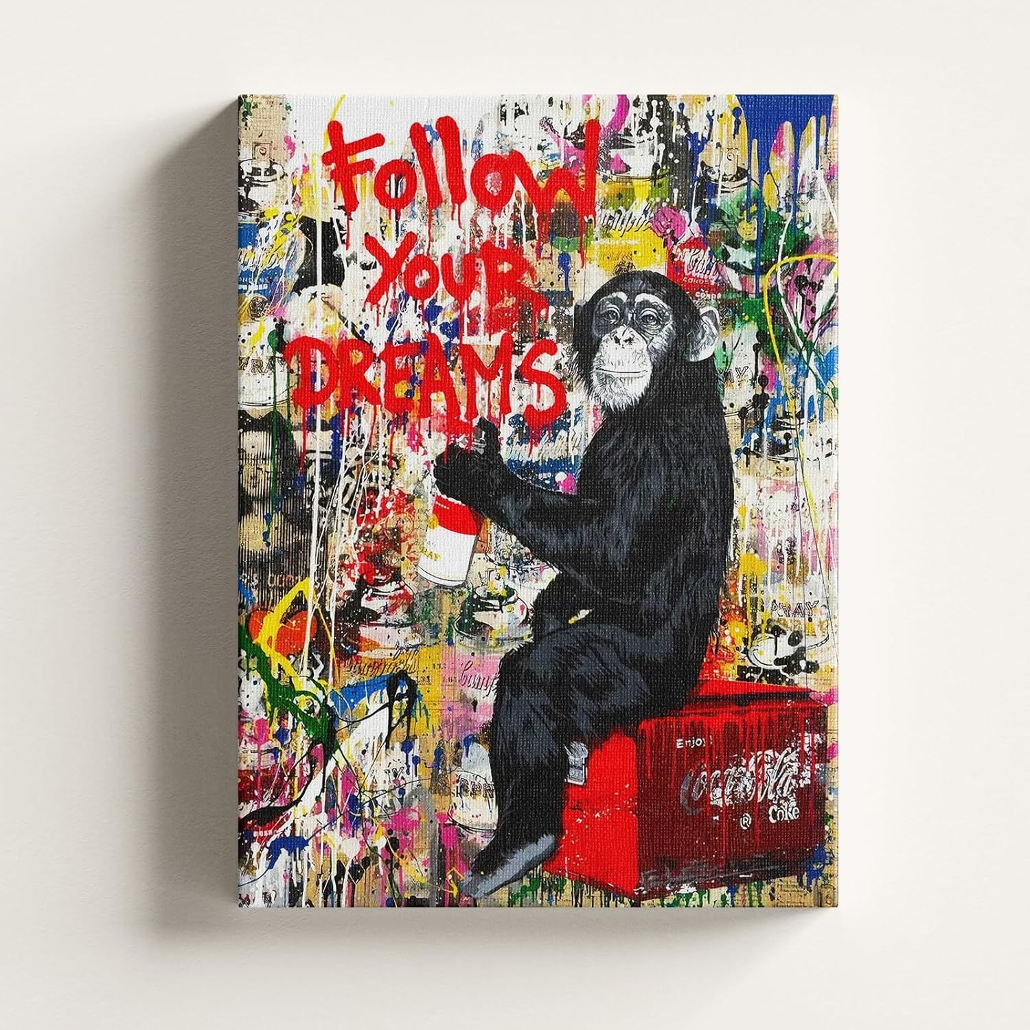 Banksy Inspired Gorilla Follow Your Dreams Canvas Print