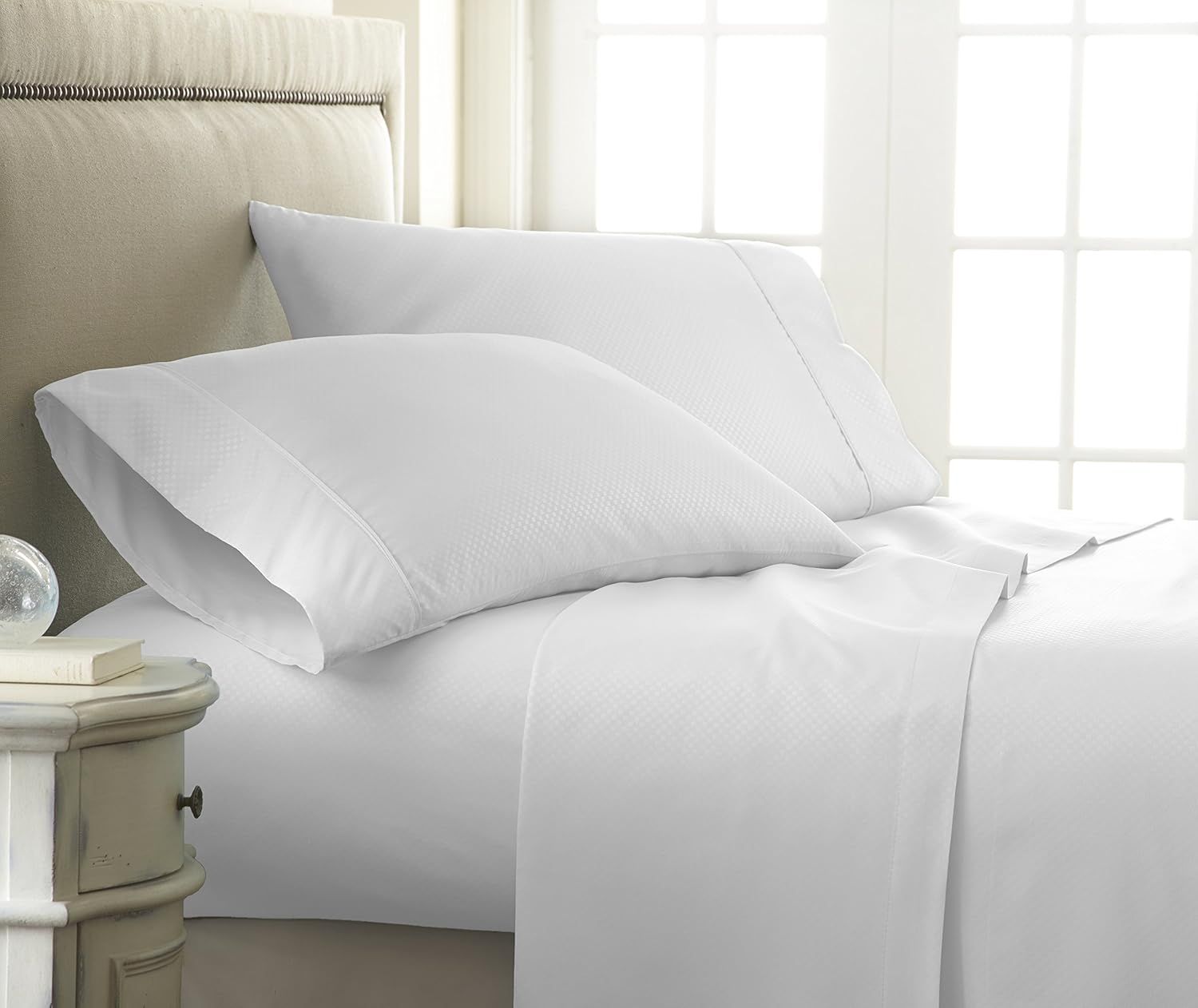 White Twin Embossed Chevron Microfiber Sheet Set