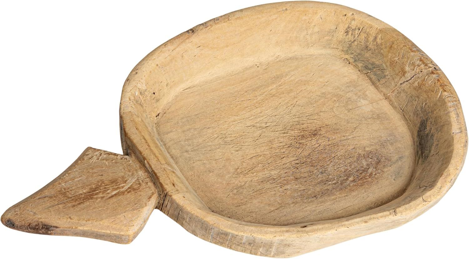 Handcrafted Natural Reclaimed Wood Bowl with Handles