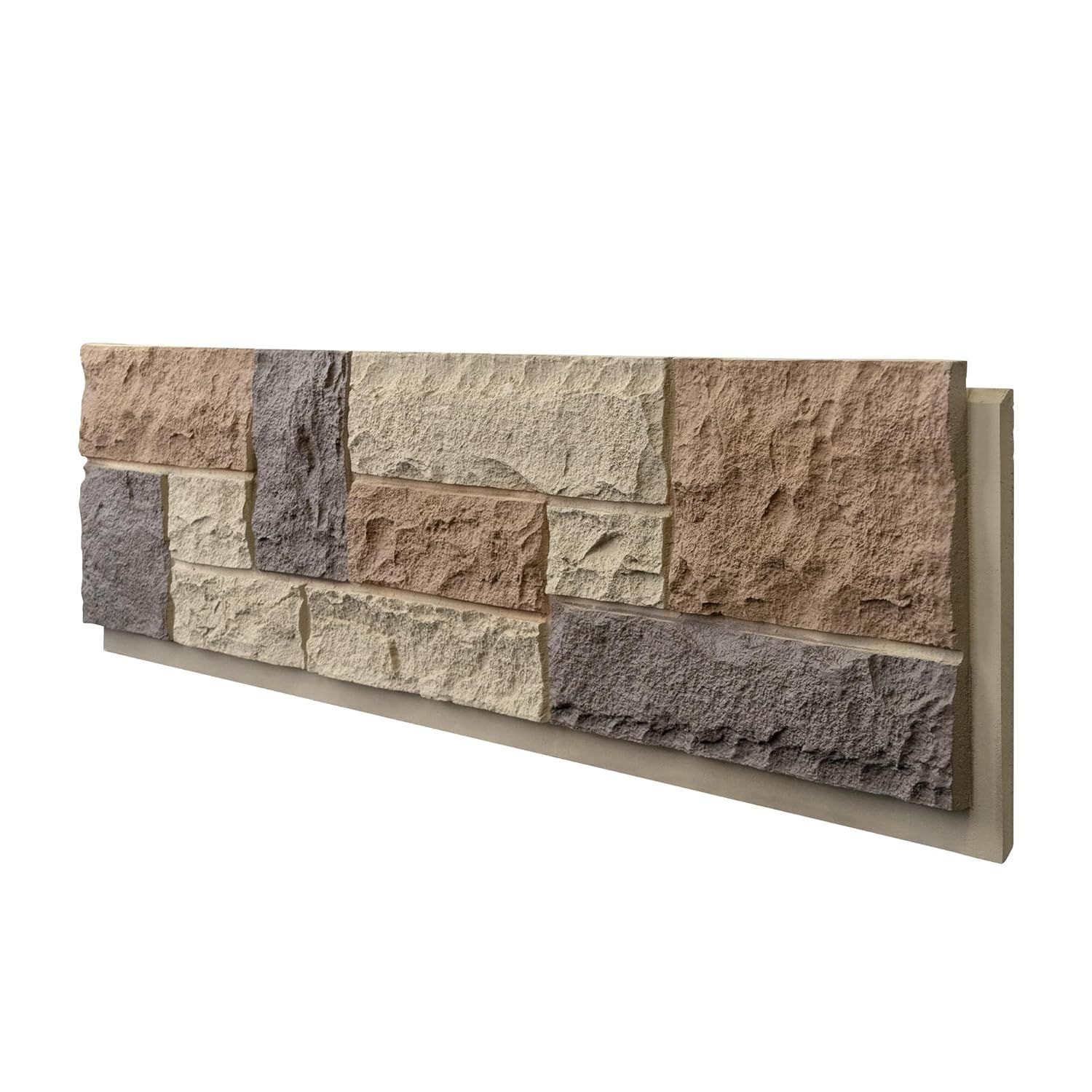 48" Multicolor Faux Stone Veneer Wall Panel for Interior and Exterior