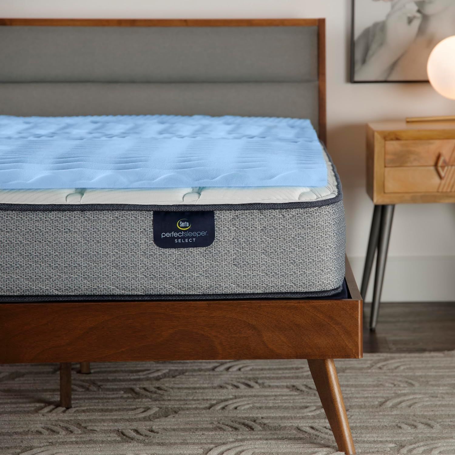 Twin XL Blue Cooling Memory Foam Mattress Topper