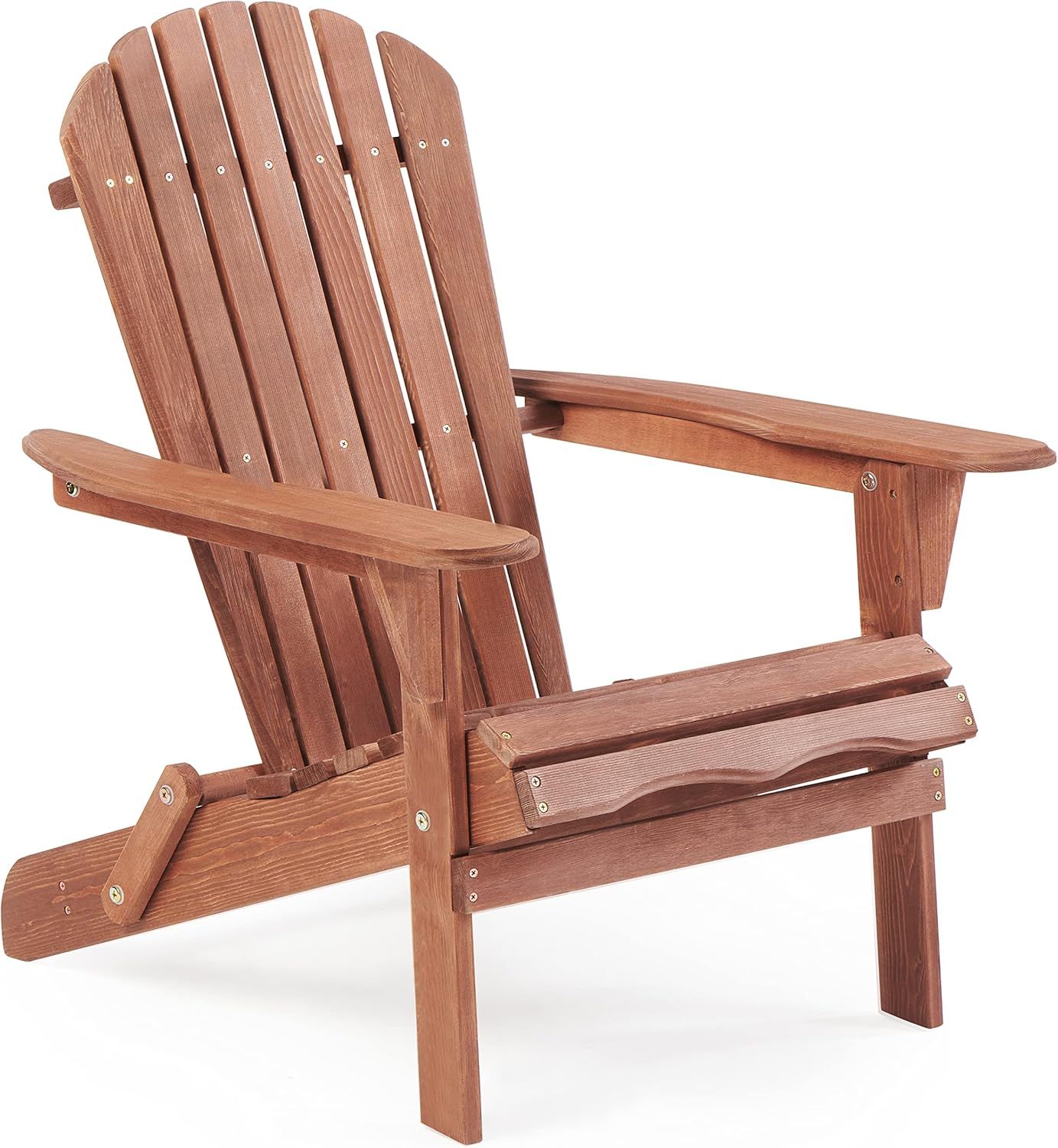 Rustic Brown Wooden Folding Adirondack Chair for Outdoor Patio