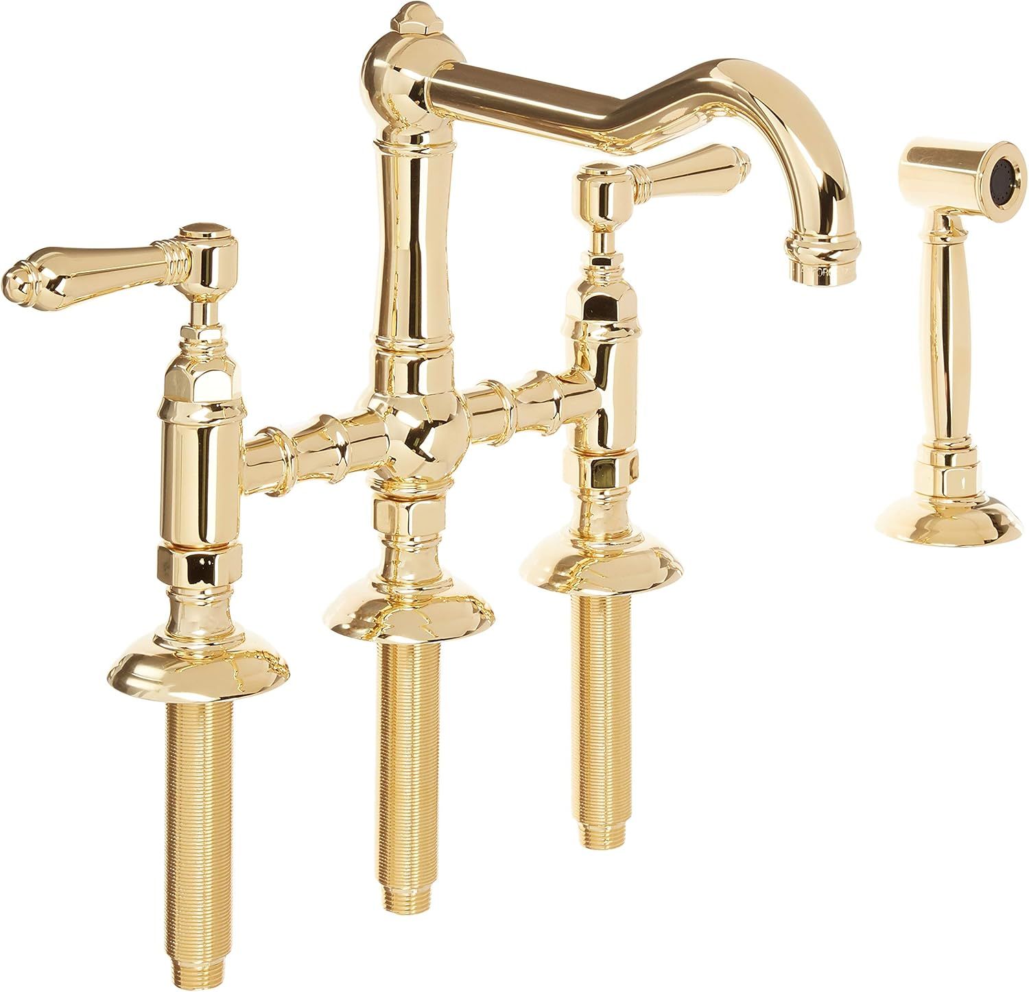 Classic Italian Brass 8'' Polished Nickel Kitchen Faucet with Sidespray