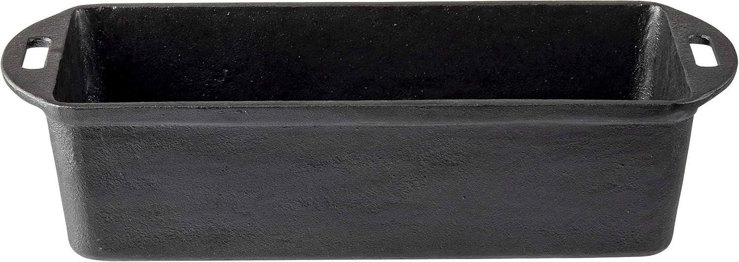 Rectangular Black Cast Iron Loaf Pan with Handles