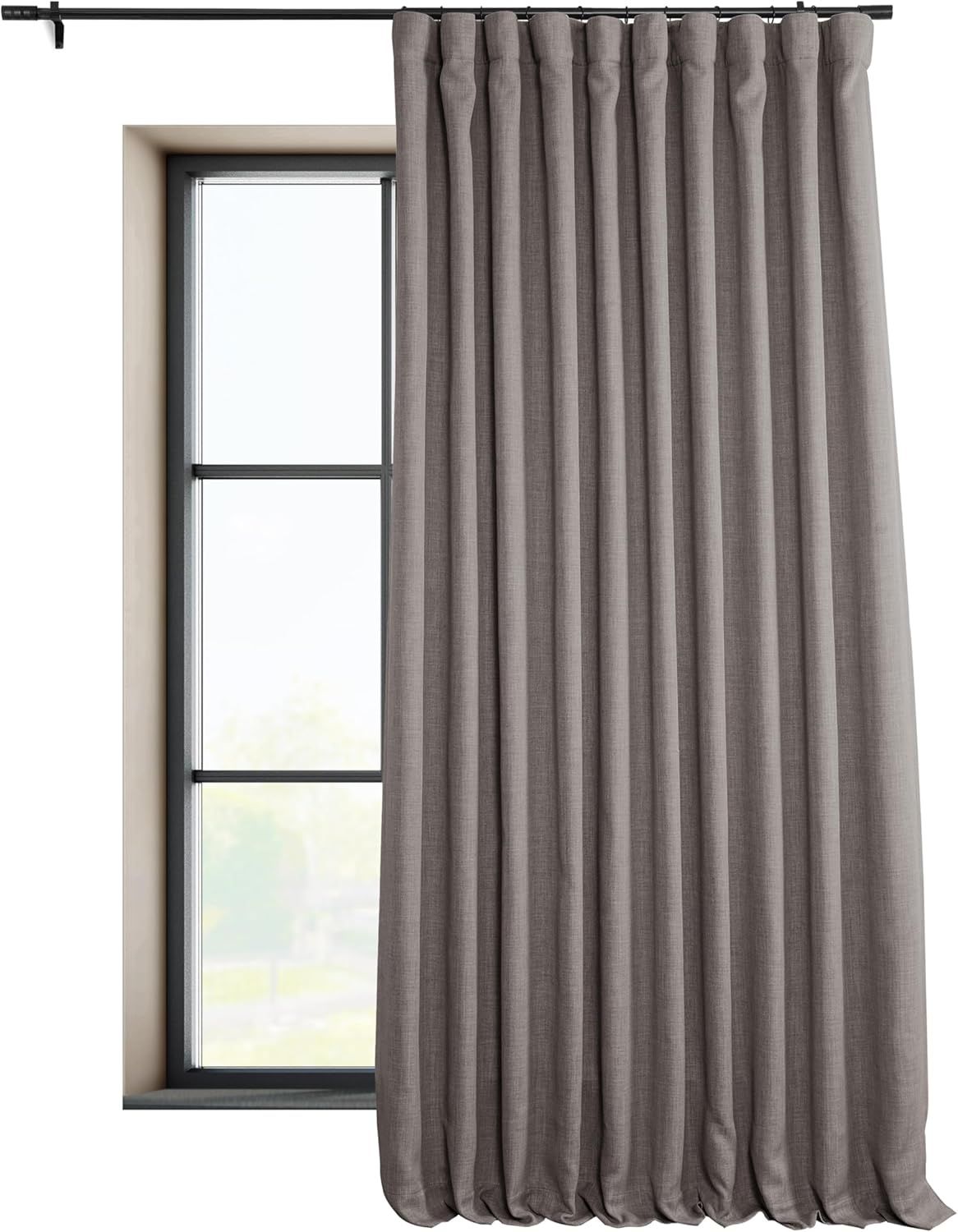 Mink 84" Faux Linen Blackout Curtain Panel