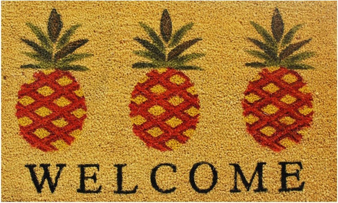 Pineapple Welcome Coir Outdoor Doormat with Vinyl Backing