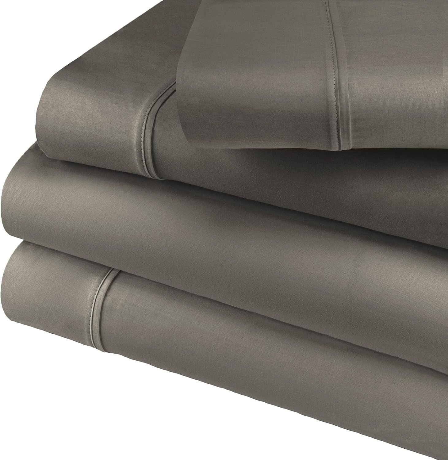 Gray Solid Cotton Blend Deep Pocket California King Sheet Set