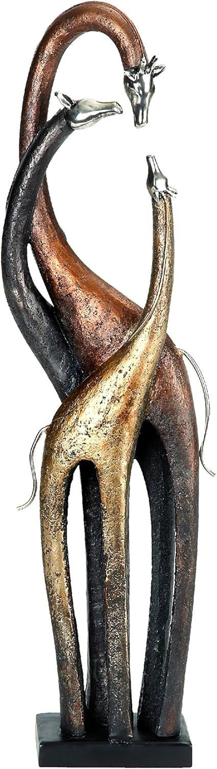 Brass and Bronze Giraffe Family Decorative Sculpture