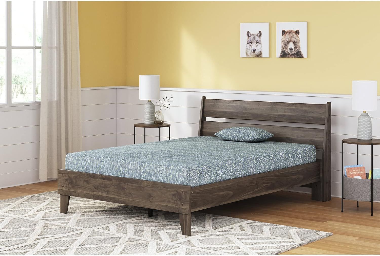 Signature Design by Ashley Full Size iKidz 7 Inch Firm Memory Foam Mattress with Stretch Knit Cover & Pillow Included, Blue