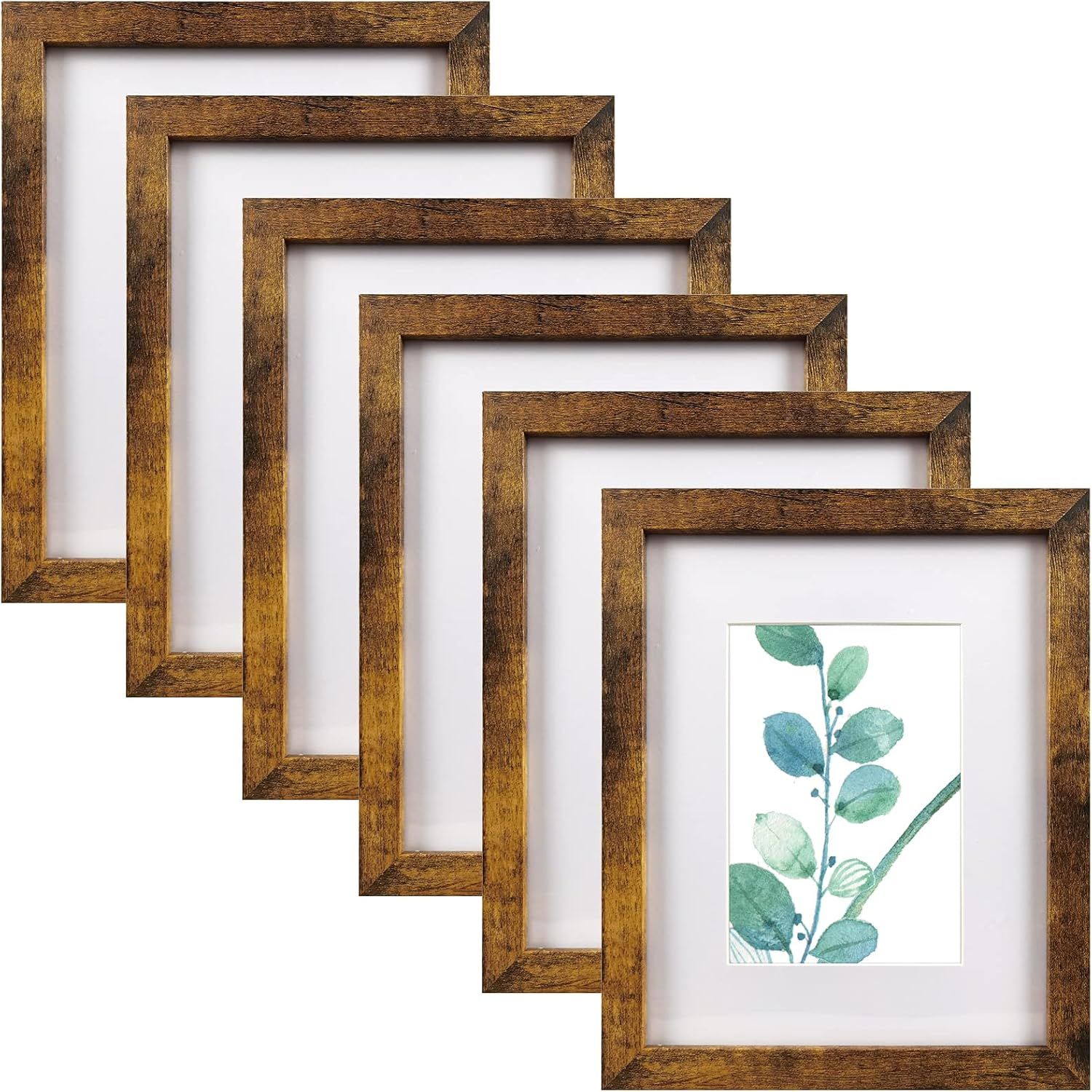 Brown 8x10 Classic Wall Picture Frames Set of 6