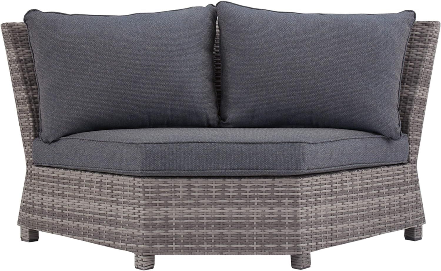 Salem Beach Gray Resin Wicker Corner Seat with Cushions